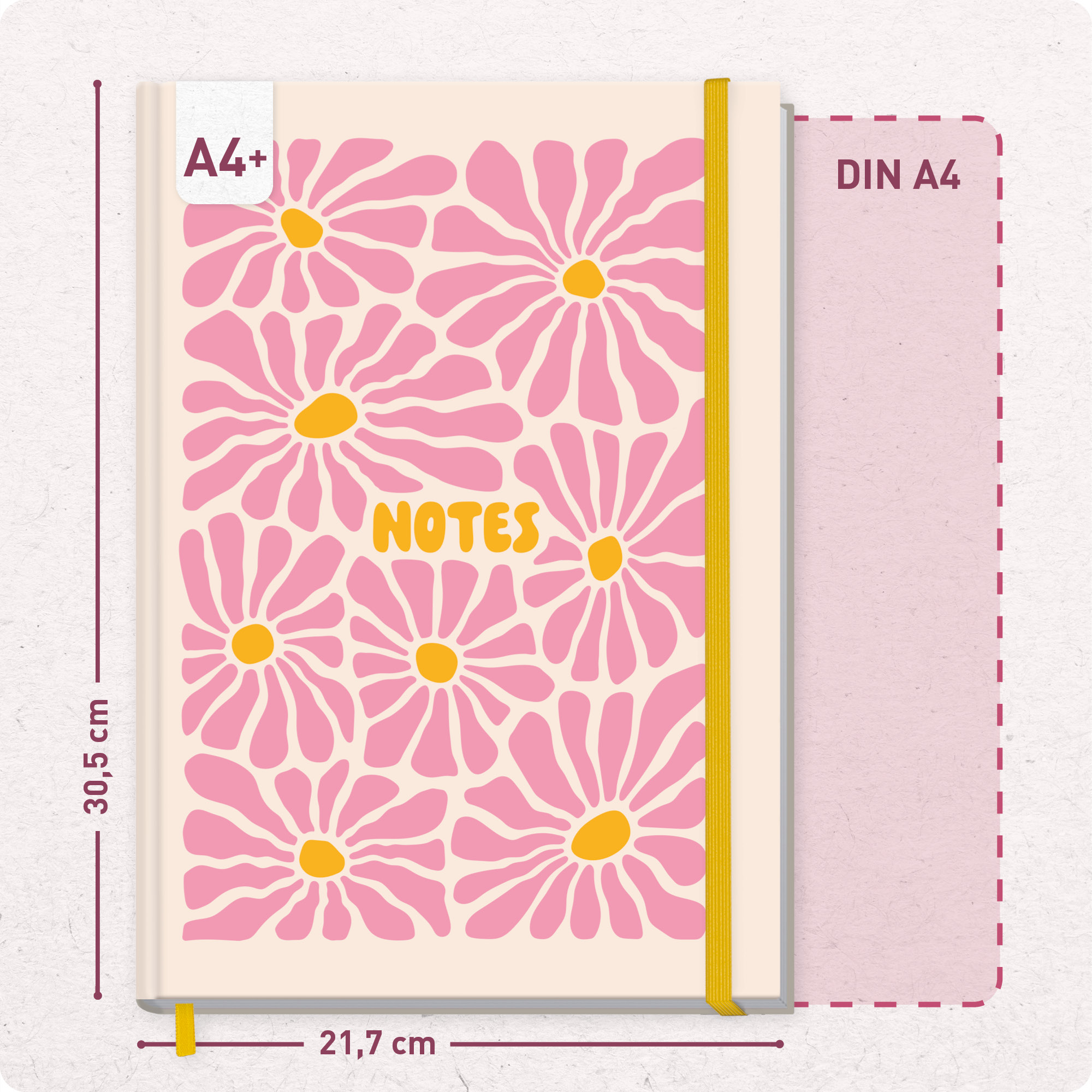 Artikelbild 3 des Artikels “paper&you Notizbuch A4+ liniert [Pink Flowers] “