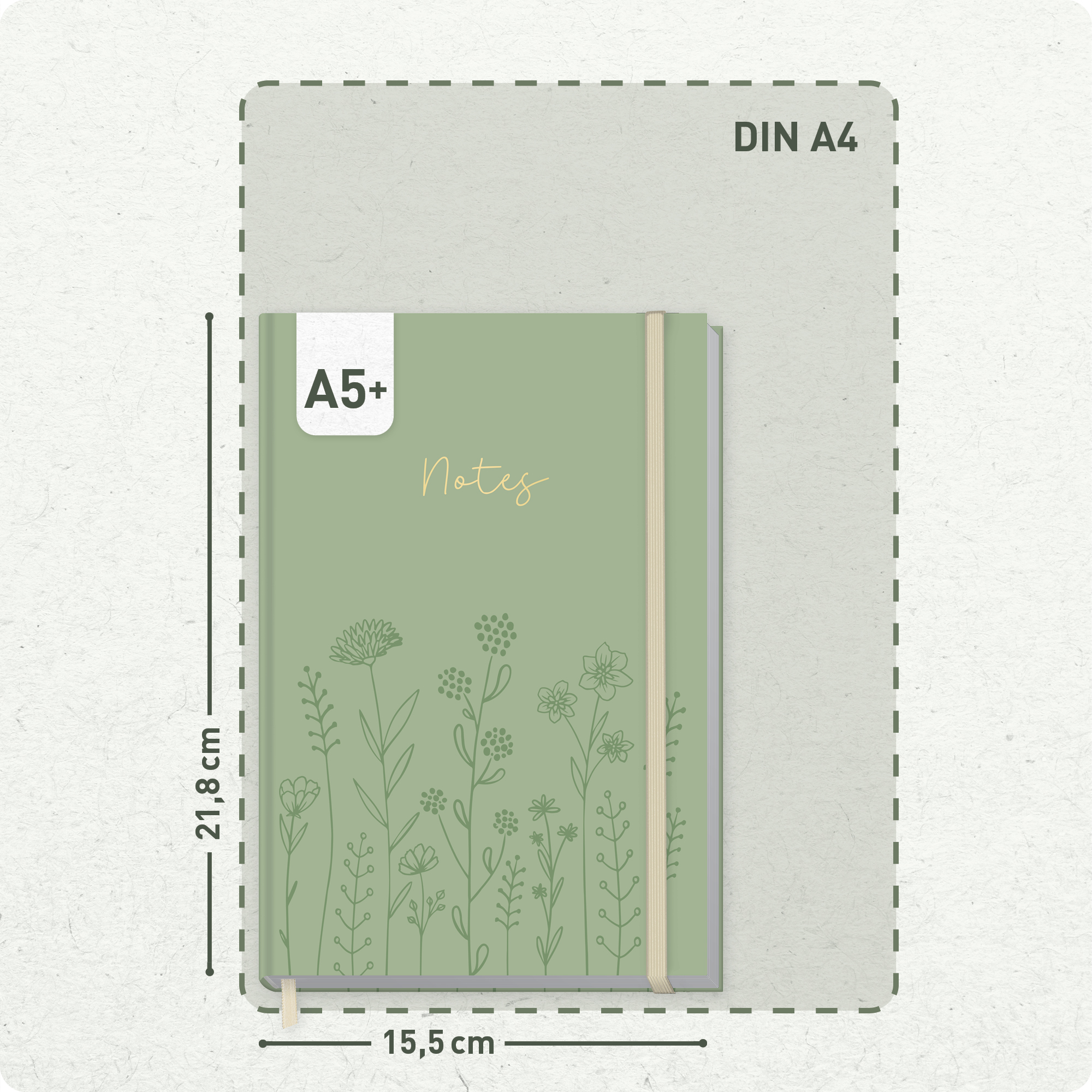 Artikelbild 3 des Artikels “paper&you Notizbuch Classic A5+ liniert [Fine Flowers salbei] “