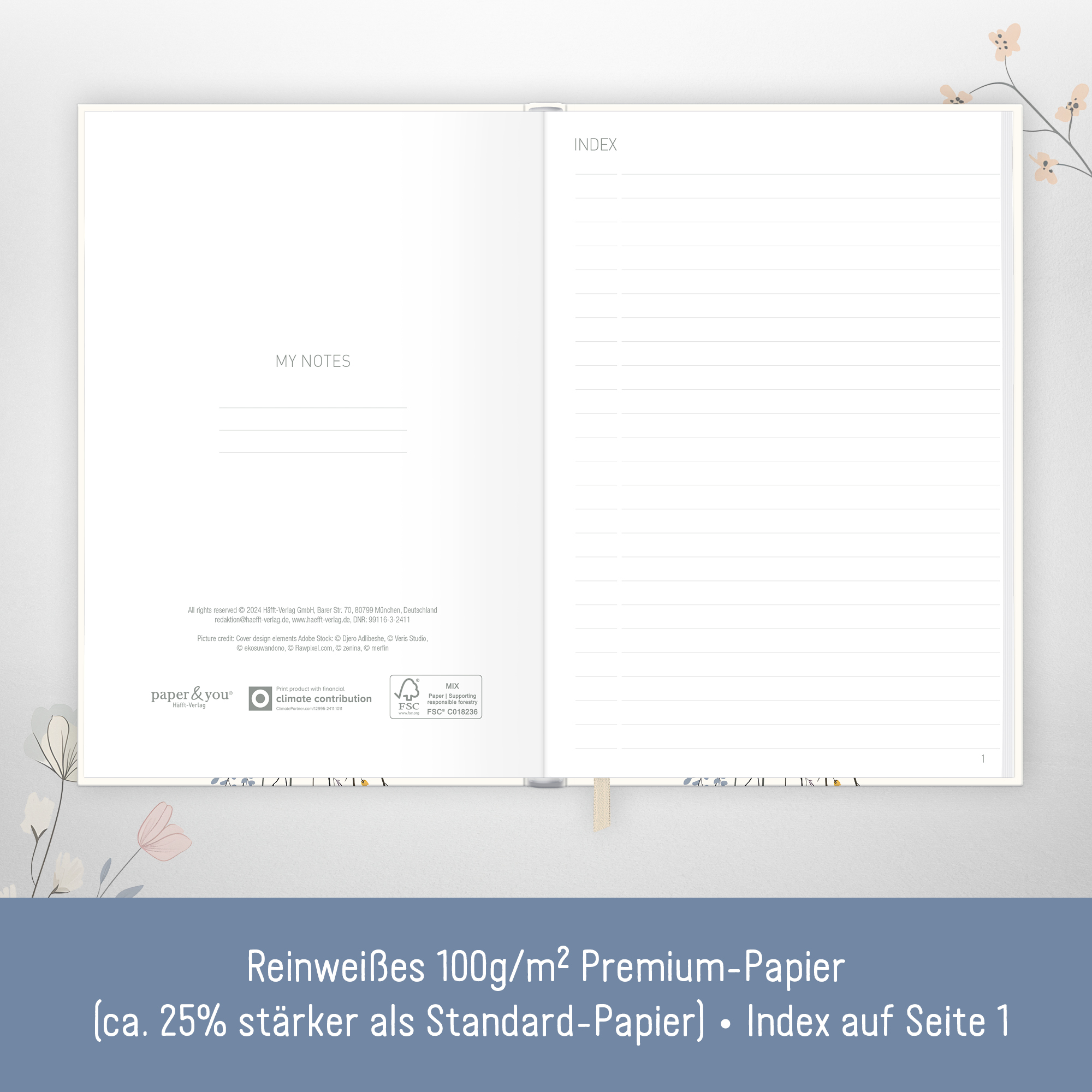 Artikelbild 3 des Artikels “paper&you Notizbuch Classic A5+ liniert [Flower Joy] “
