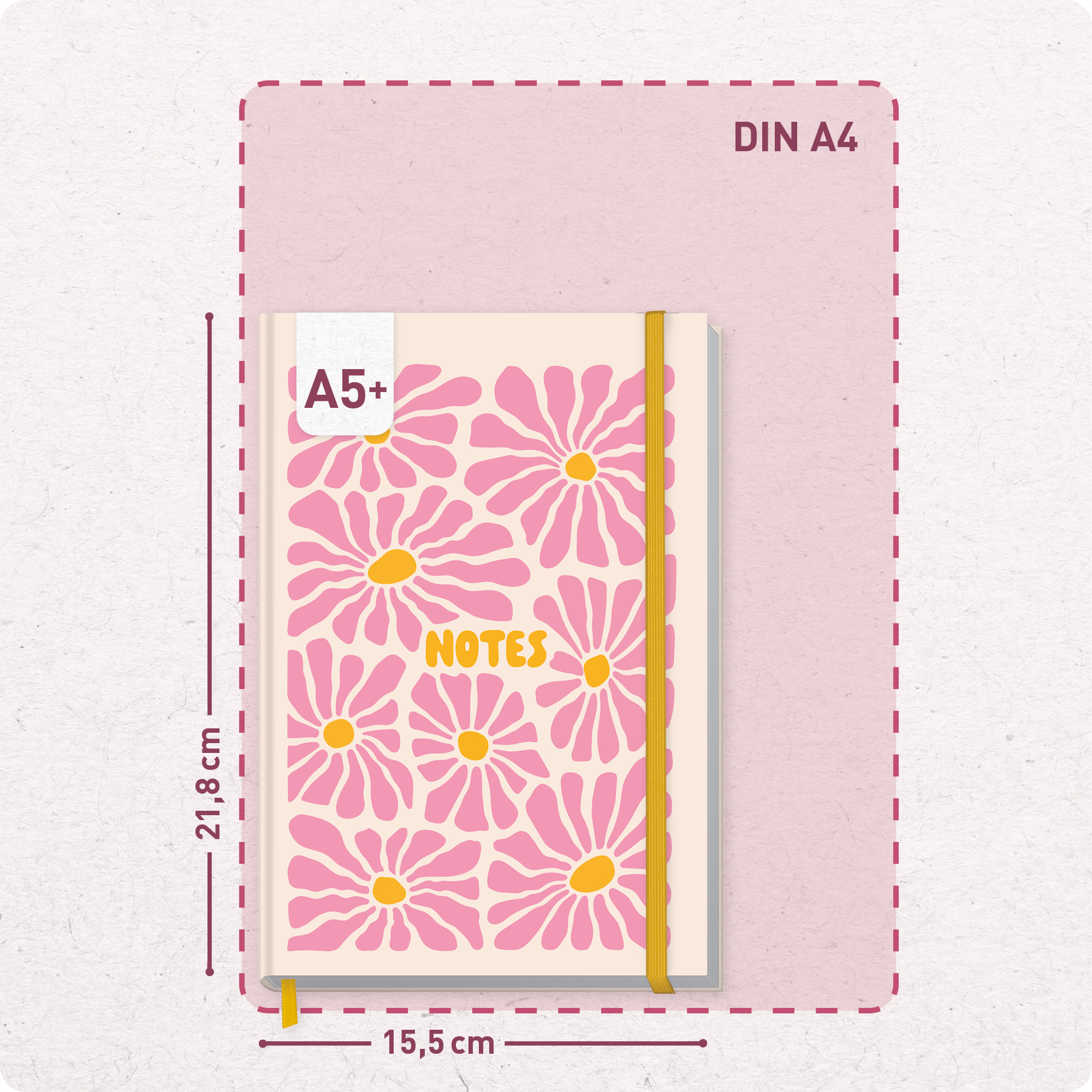 Artikelbild 3 des Artikels “paper&you Notizbuch Classic A5+ liniert [Pink Flowers] “