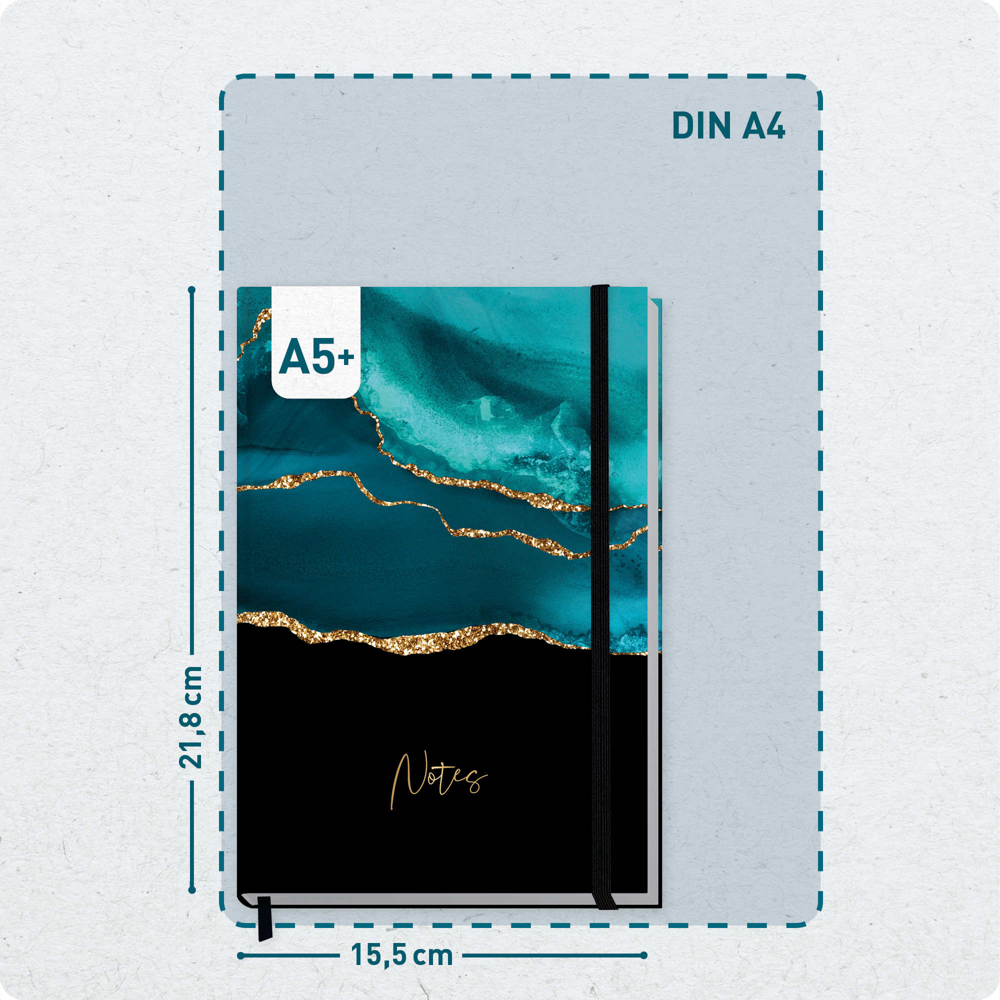 Artikelbild 3 des Artikels “paper&you Notizbuch Classic A5+ liniert [Shiny Teal] “
