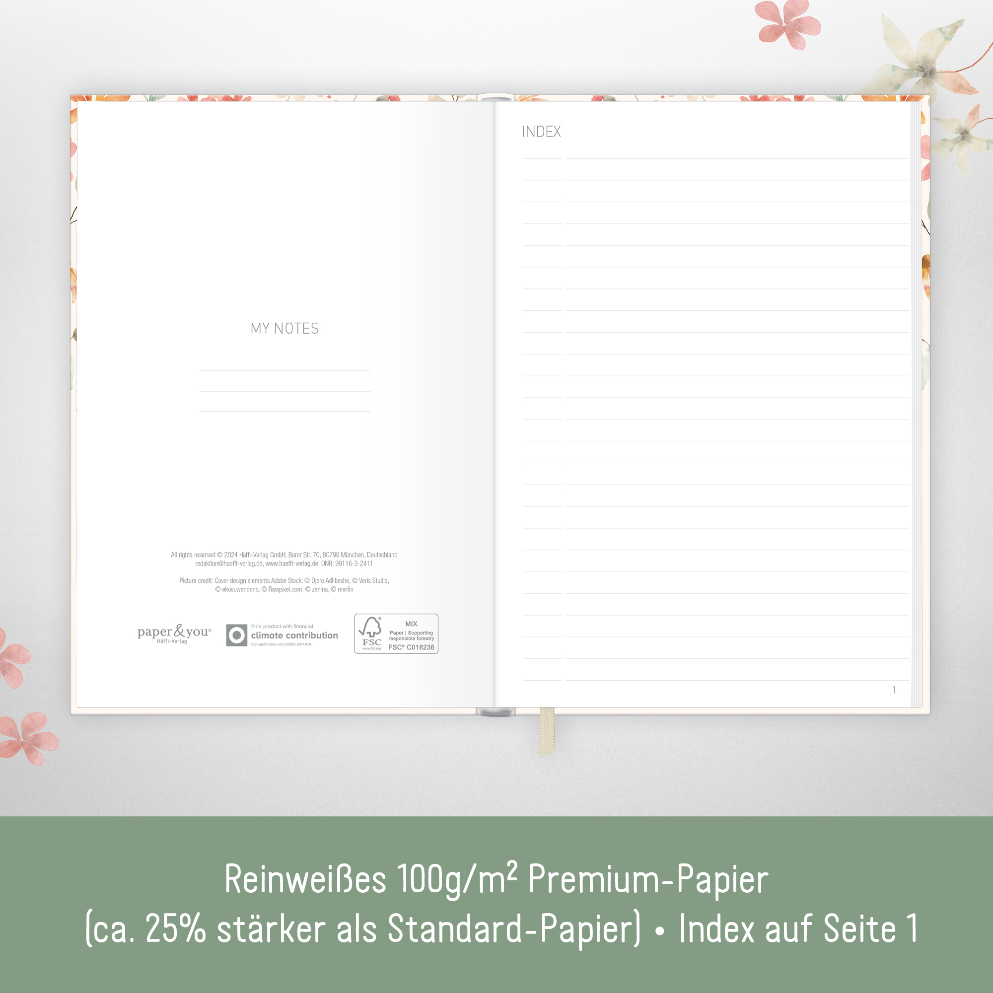 Artikelbild 3 des Artikels “paper&you Notizbuch Classic A5+ liniert [Wild Blossoms] “