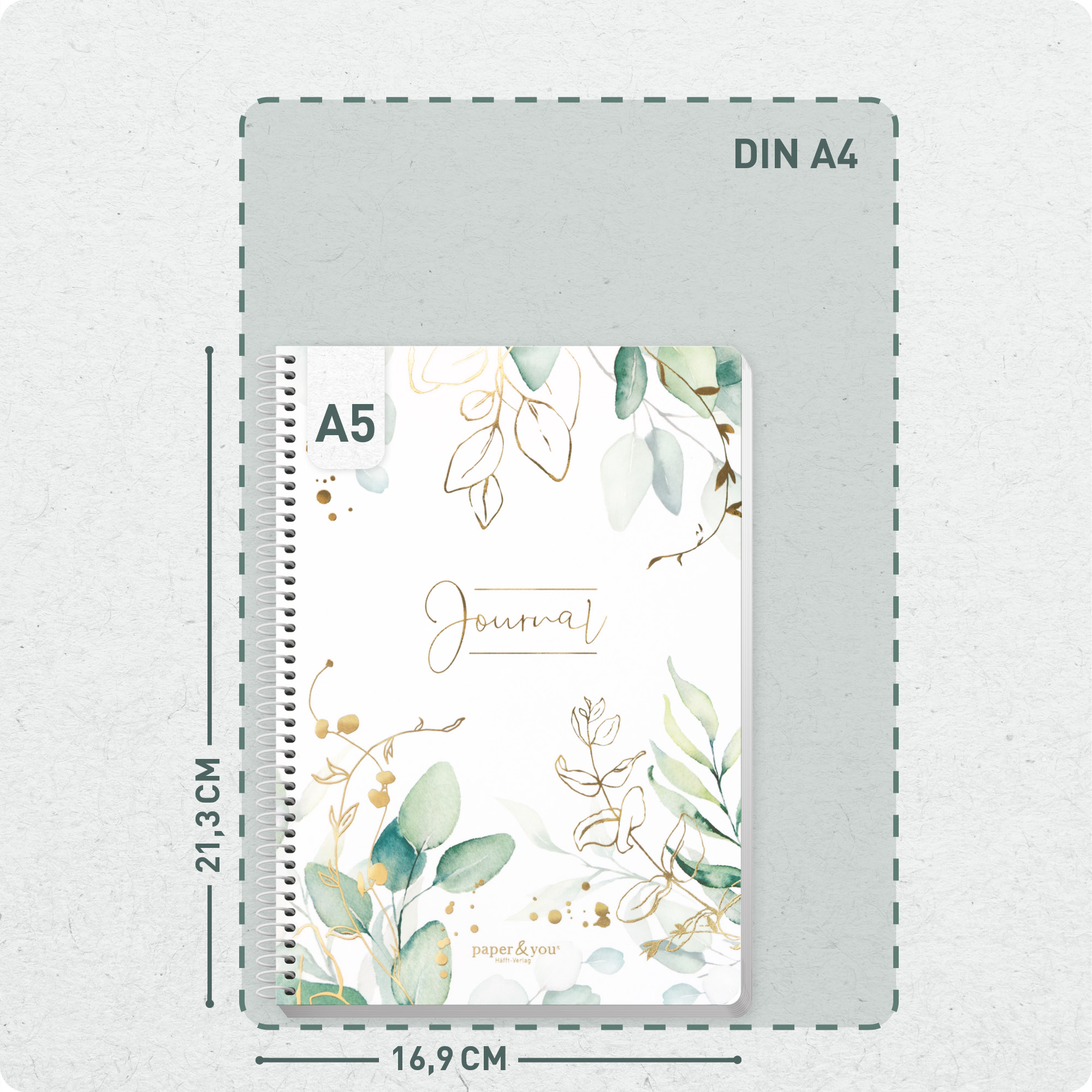 Artikelbild 3 des Artikels “Bullet Journal dotted A5 mit Spiralbindung [Blattgold] “
