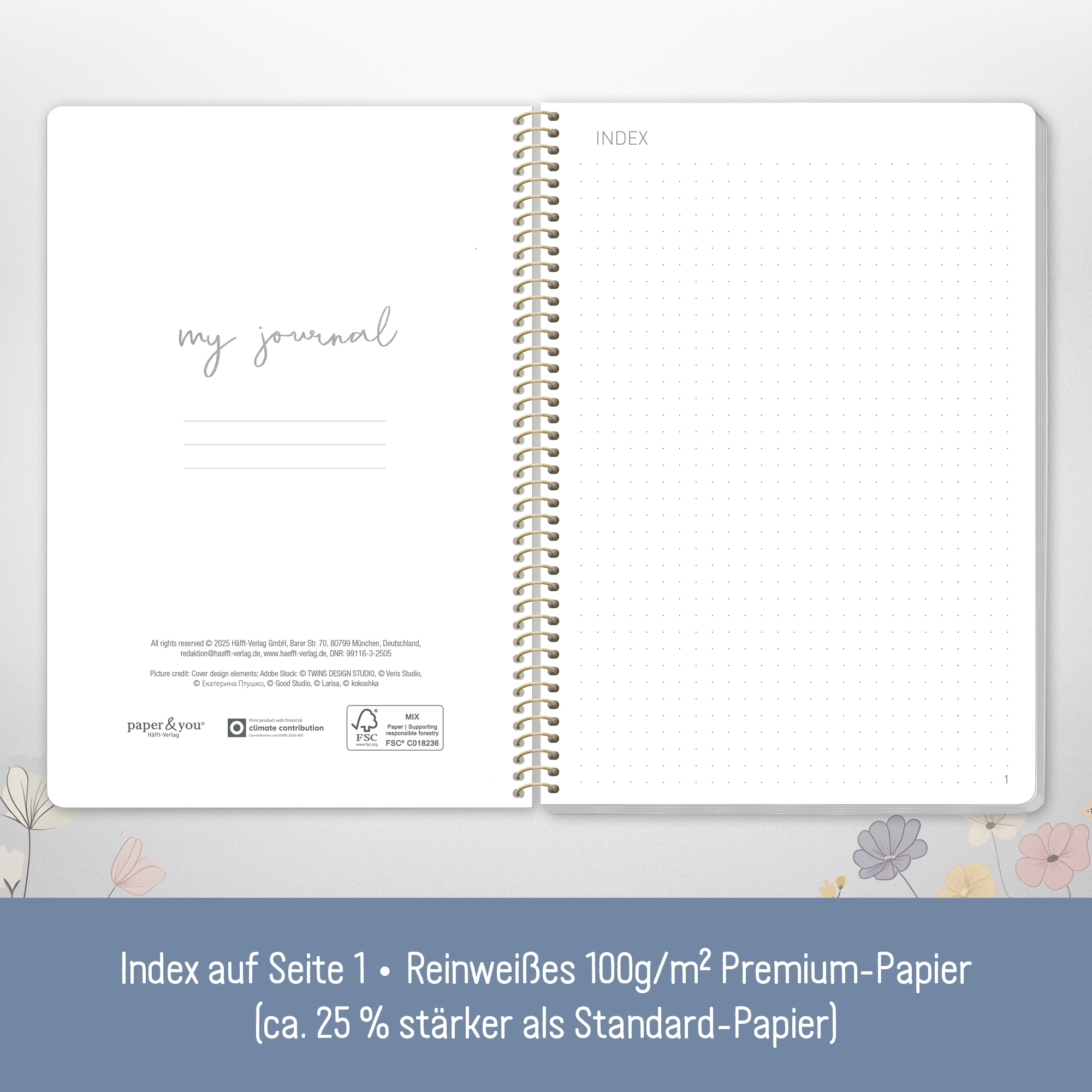 Artikelbild 3 des Artikels “Bullet Journal dotted A5 mit Spiralbindung [Flower Joy] “