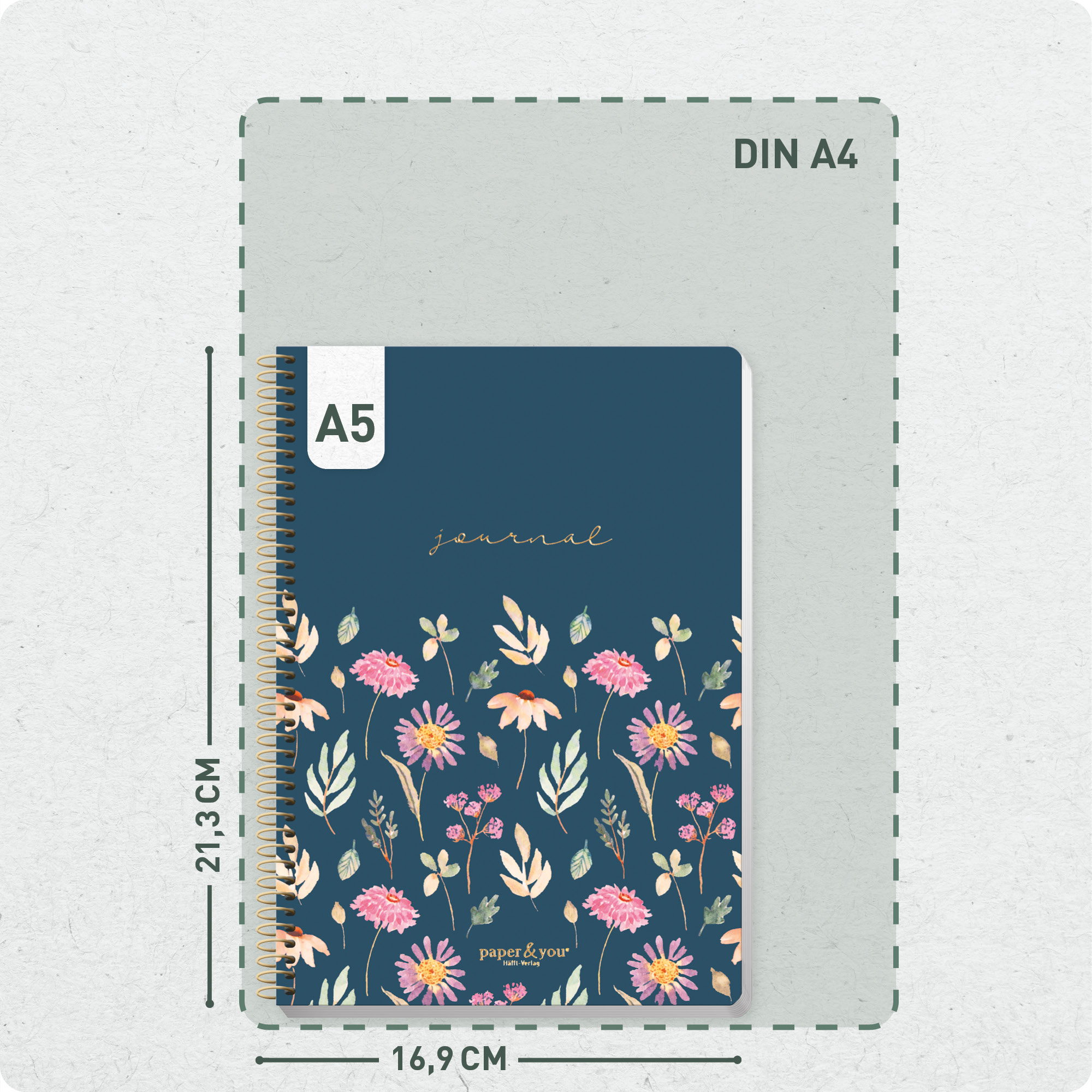 Artikelbild 3 des Artikels “Bullet Journal dotted A5 mit Spiralbindung [Flying Flowers] “