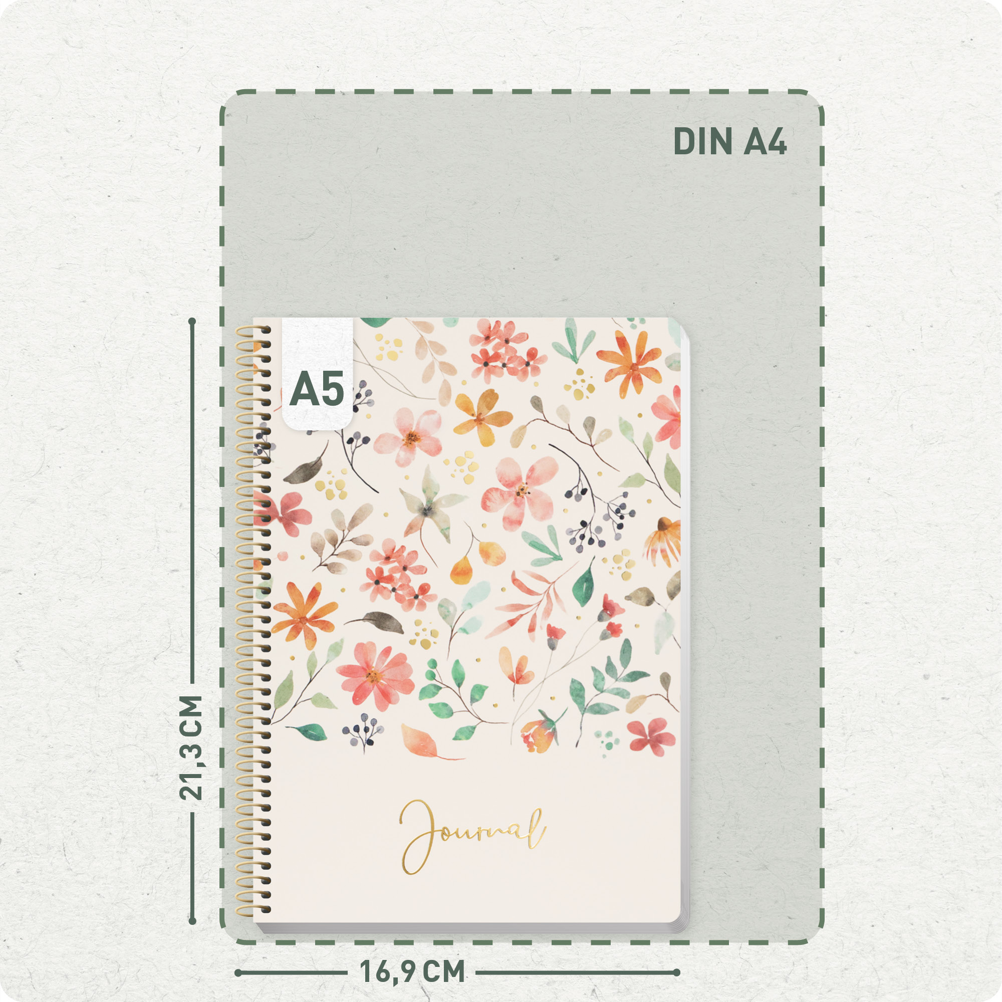 Artikelbild 3 des Artikels “Bullet Journal dotted A5 mit Spiralbindung [Wild Blossoms] “