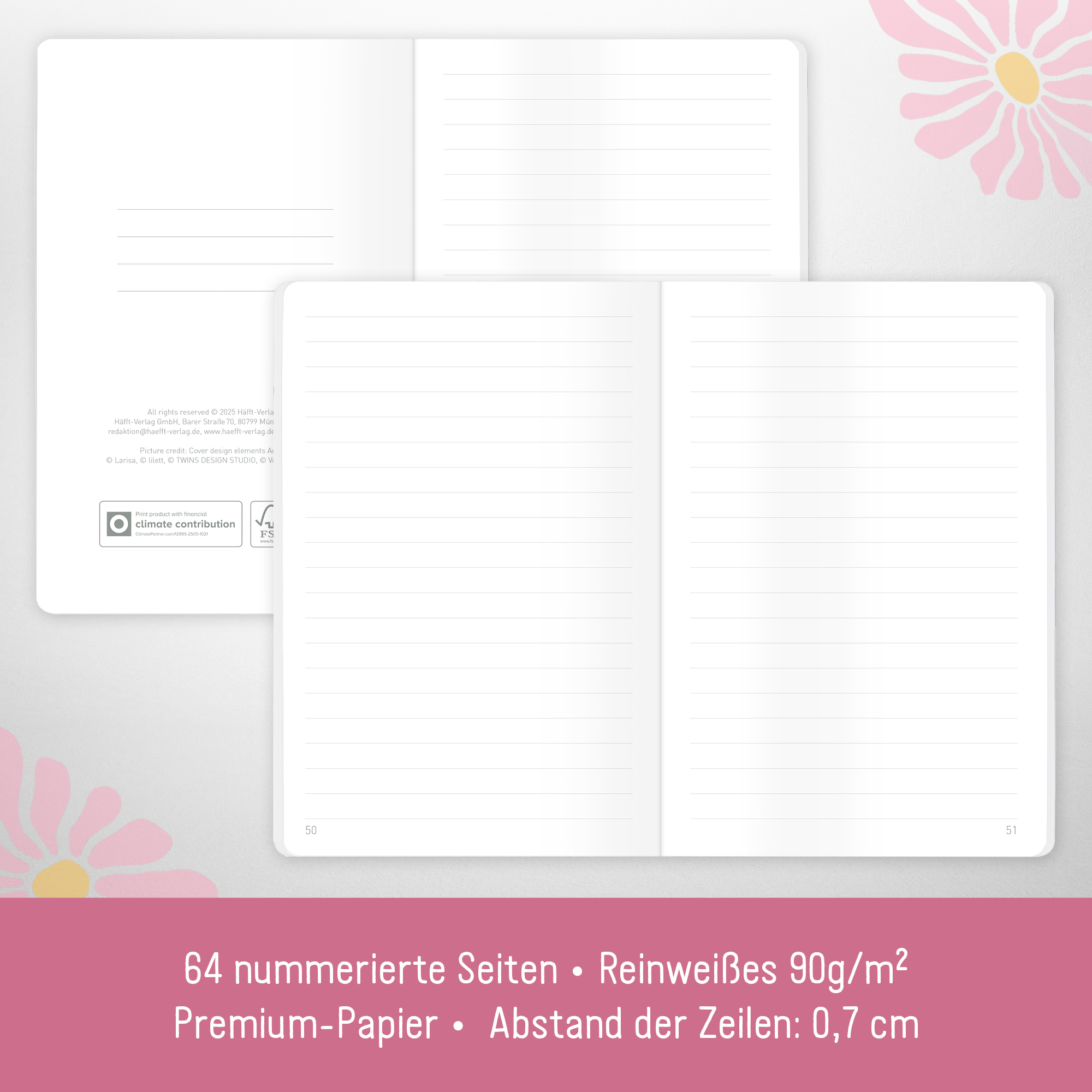 Artikelbild 3 des Artikels “Notizheft A6+ liniert [Pink Flowers] “