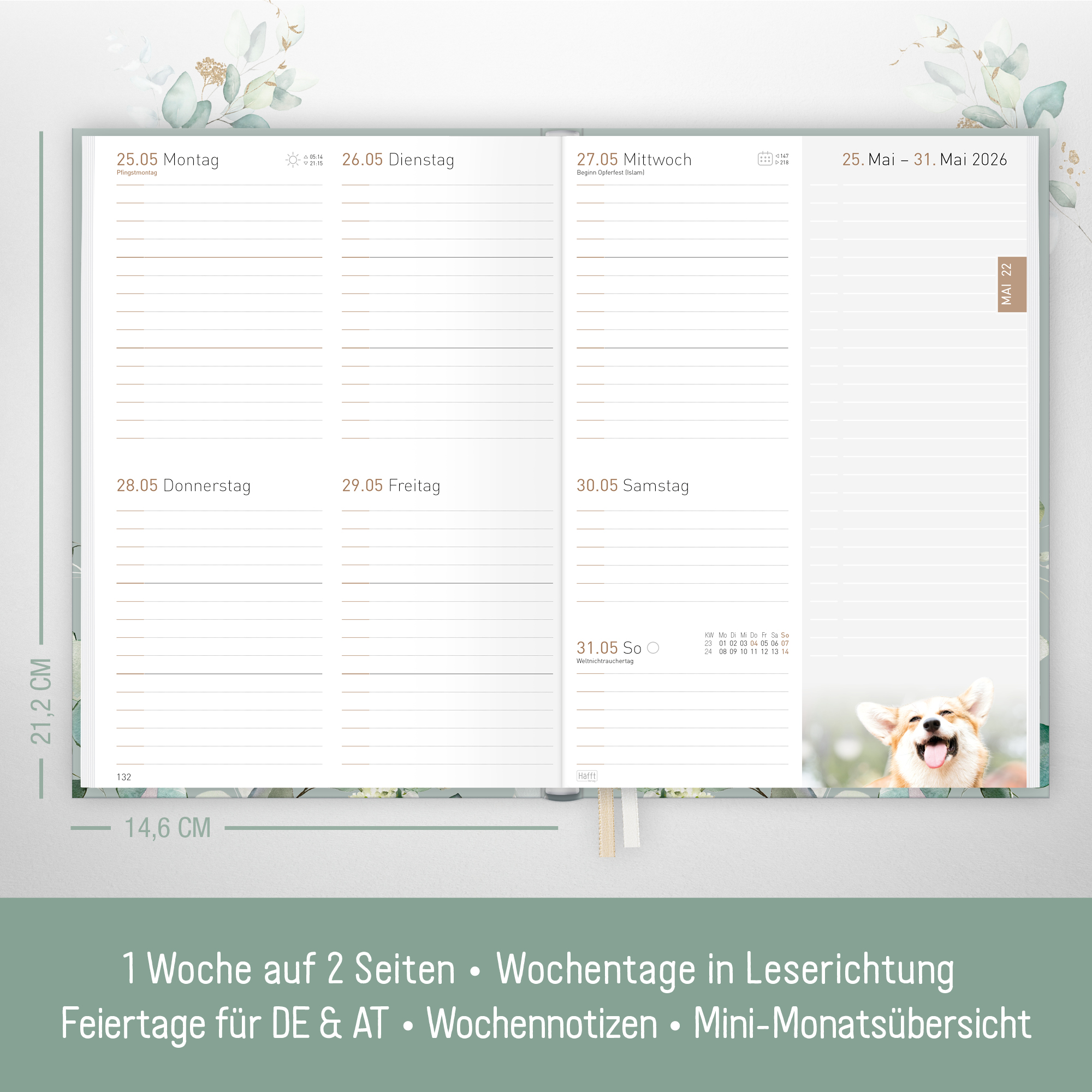 Artikelbild 3 des Artikels “Chäff-Timer Classic A5 2026 [Minty Leaves] “