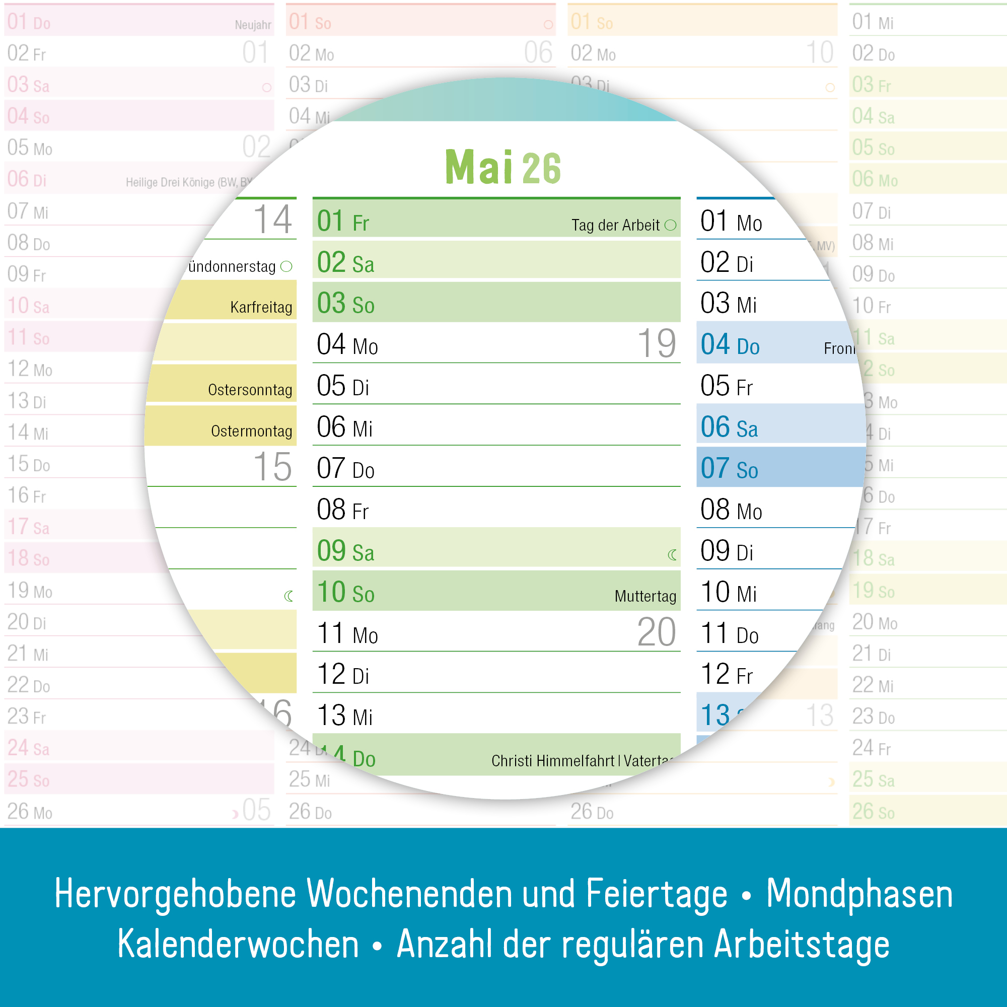 Artikelbild 3 des Artikels “Tafelkalender Premium 2026 A4 [Rainbow] “
