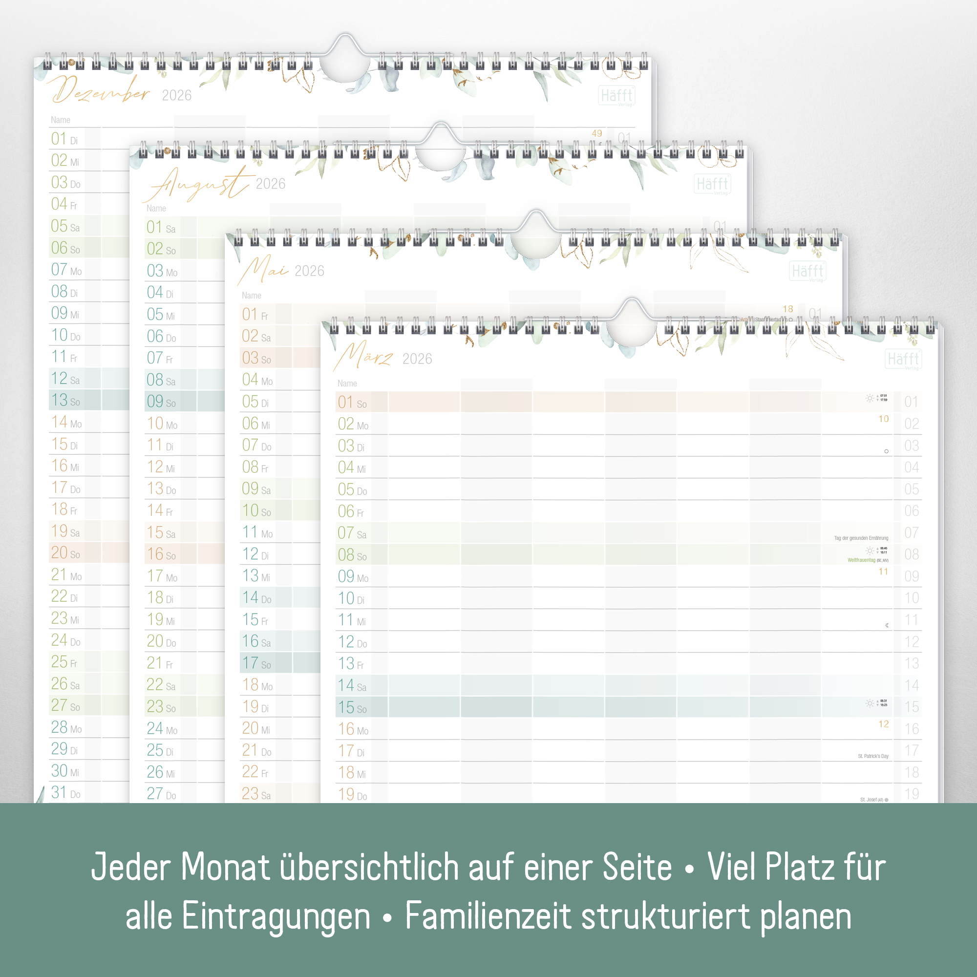 Artikelbild 3 des Artikels “Familienplaner XXL 2026 Wandkalender [Blattgold] “