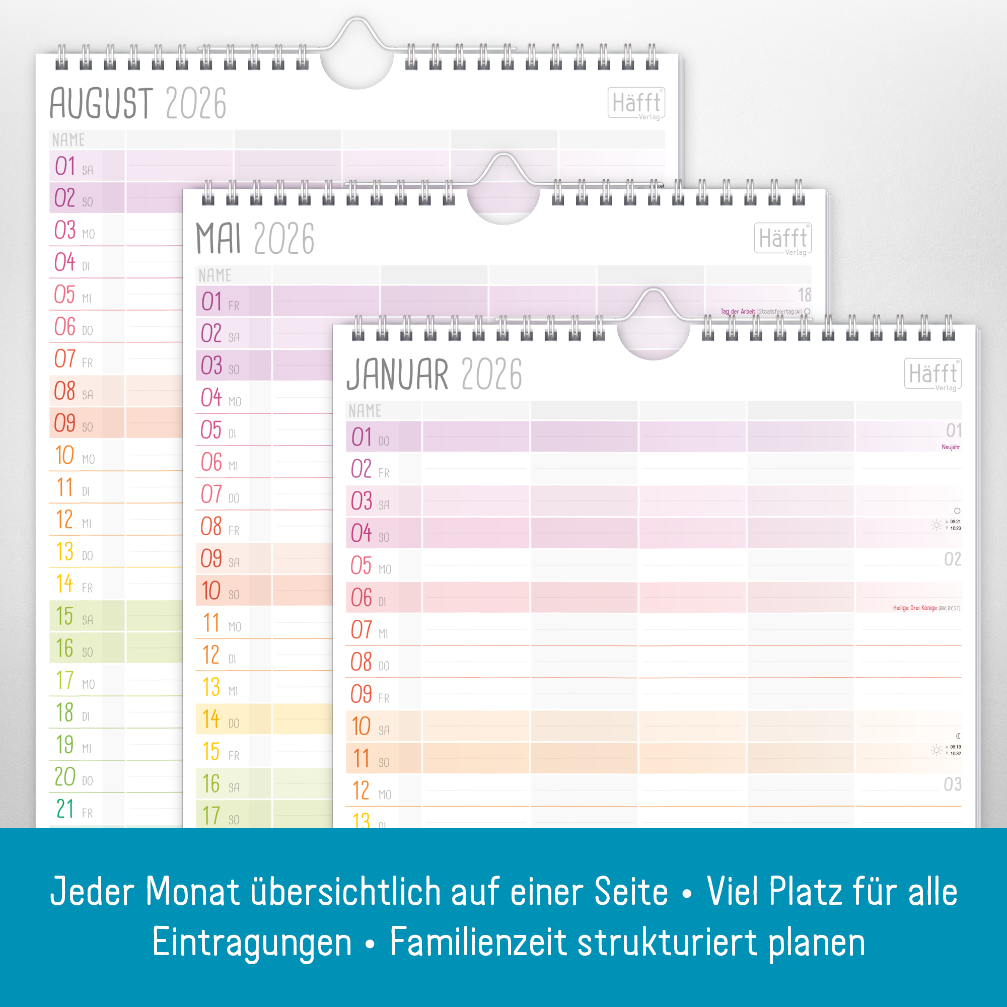 Artikelbild 3 des Artikels “Familienplaner 2026 Wandkalender 5-spaltig [Rainbow] “