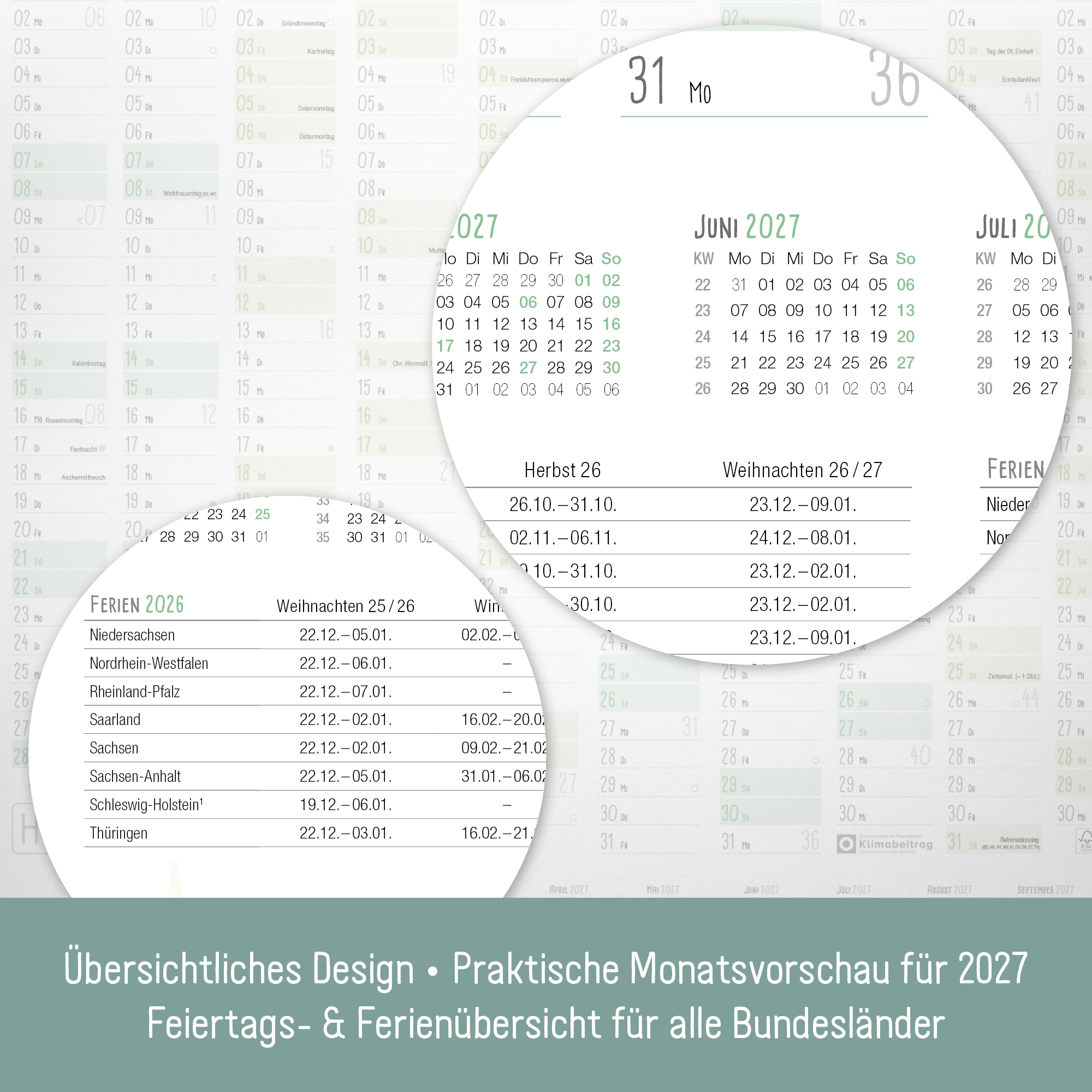 Artikelbild 4 des Artikels “Wandkalender 2026 89cm x 63cm (A1+) gerollt abwischbar [Blattgold] “