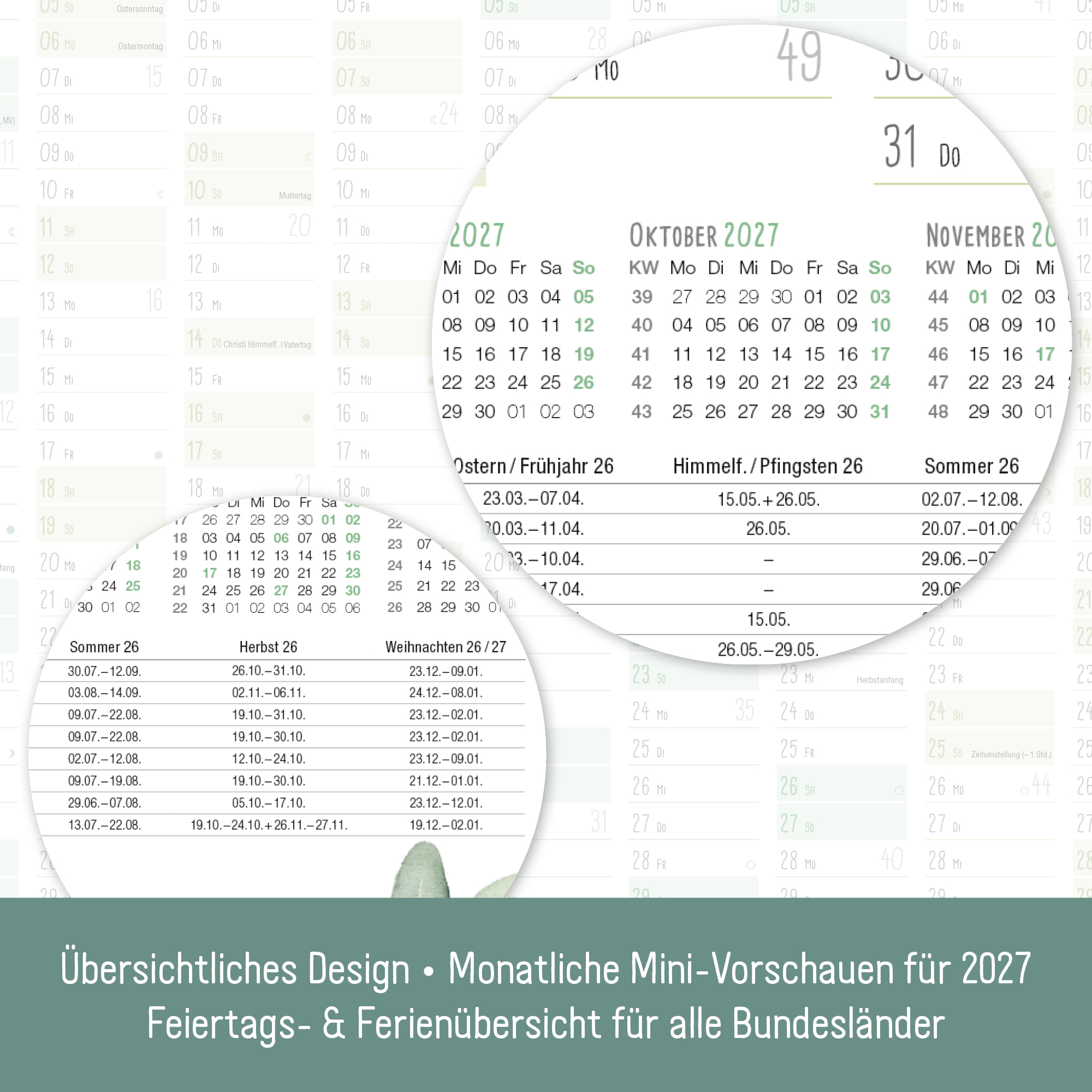 Artikelbild 4 des Artikels “Jahreswandplaner 2026 A2 gefalzt mit Extra A3 + A4-Übersicht [Blattgold] “