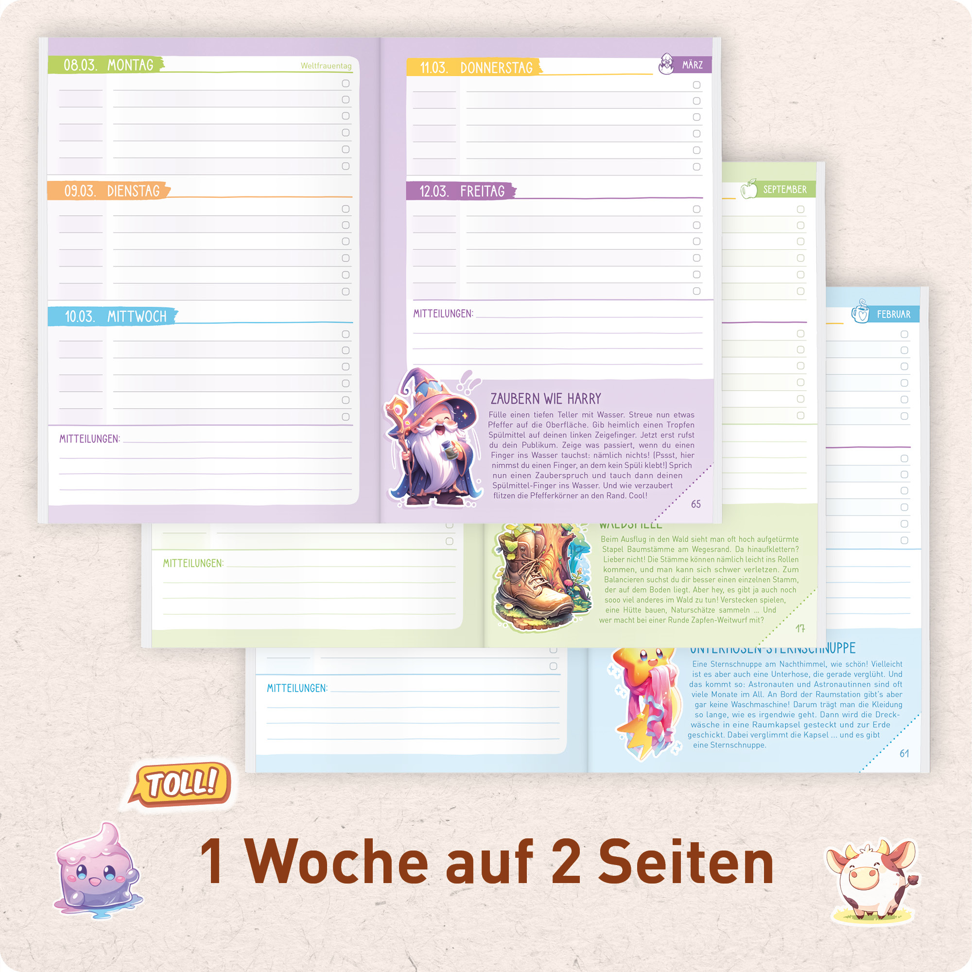 Artikelbild 4 des Artikels “Hausaufgabenheft Grundschule 2026/2027 A5 mit Datum [Cool Panda] “