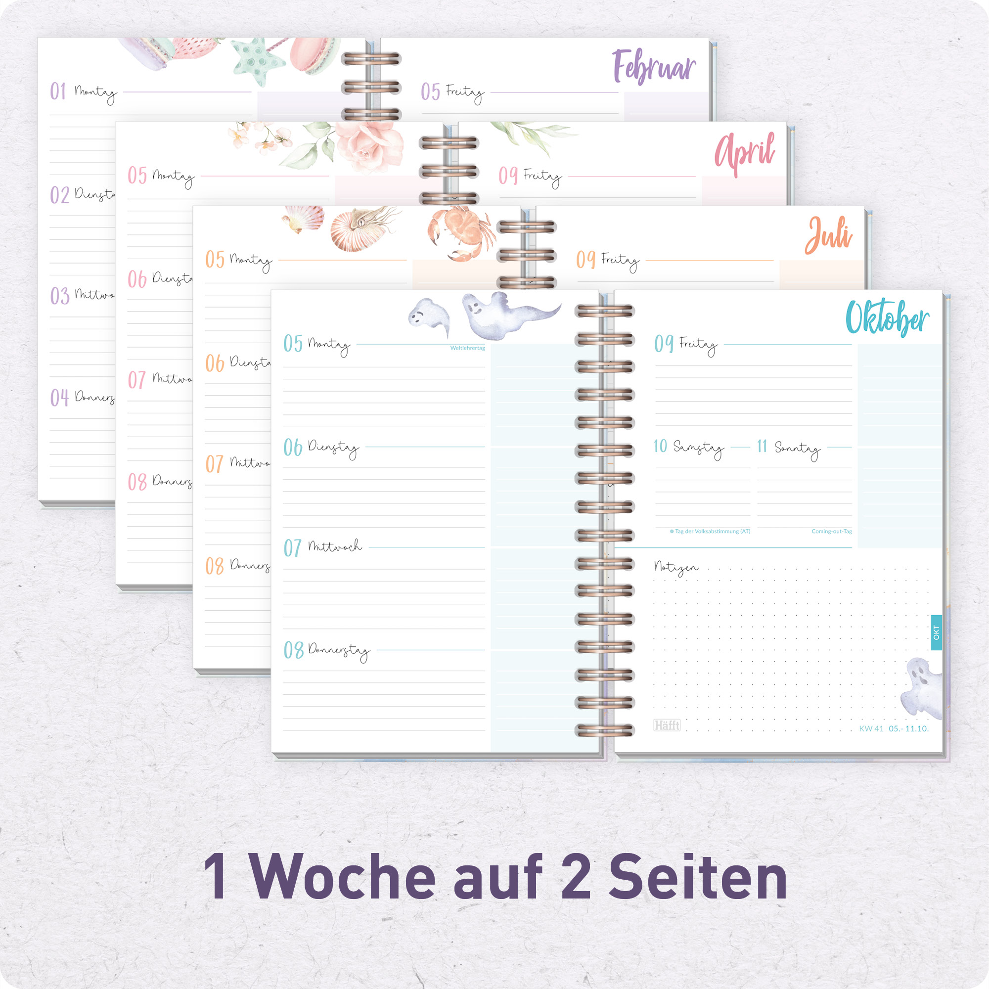 Artikelbild 4 des Artikels “Häfft-Timer Fancy A5 2026/2027 [Bleu & Rosé] “