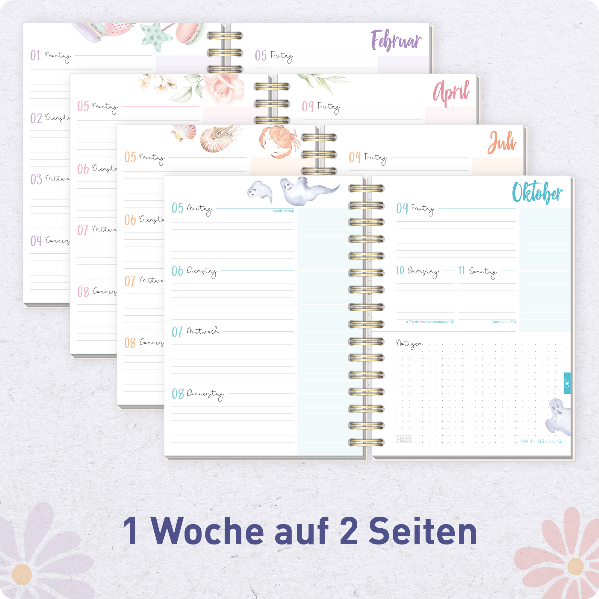 Artikelbild 4 des Artikels “Häfft-Timer Fancy A5 2026/2027 [Flower Power rosé] “
