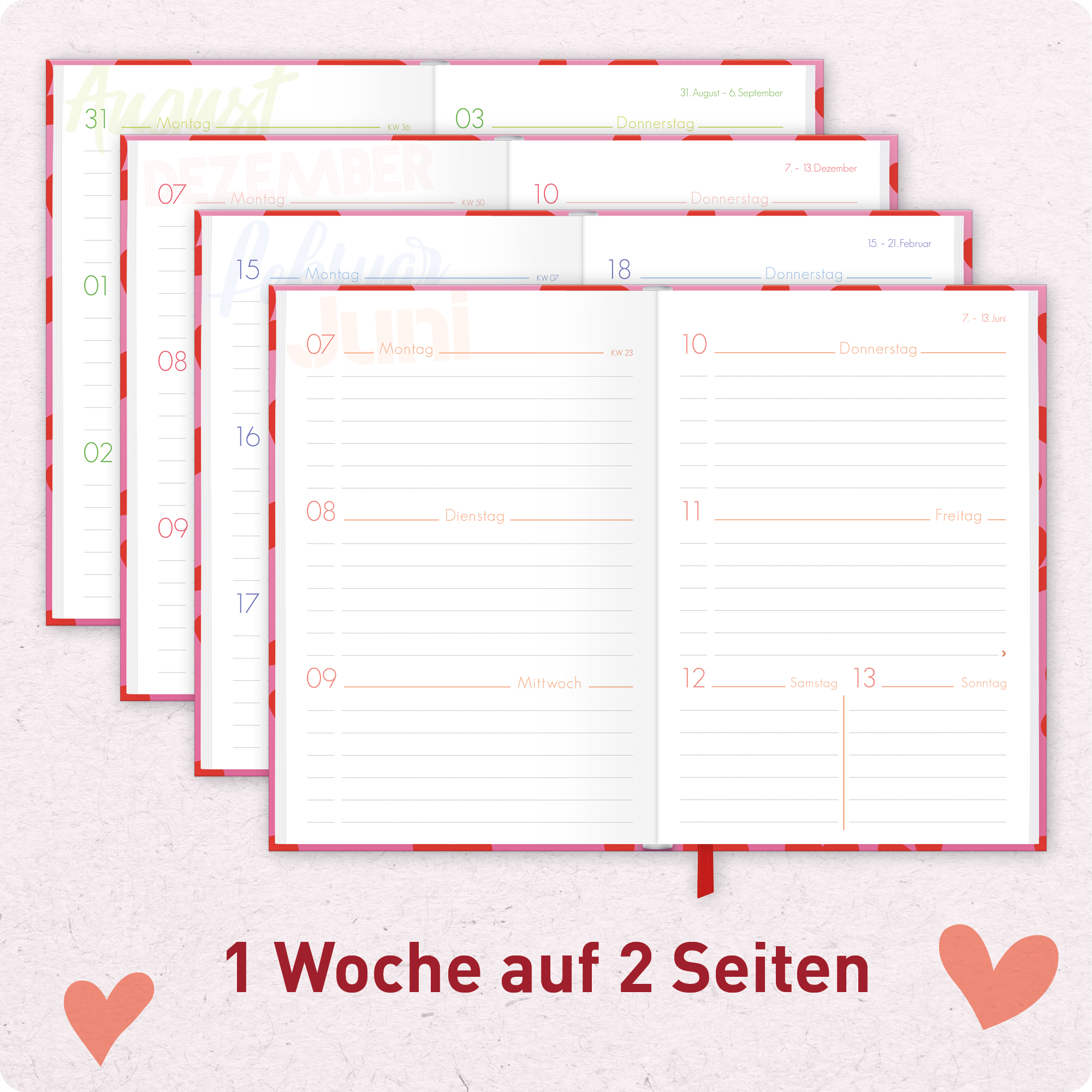 Artikelbild 4 des Artikels “Schulstuff Schüler:innen-Timer A6 2026/2027 [Red Hearts] “