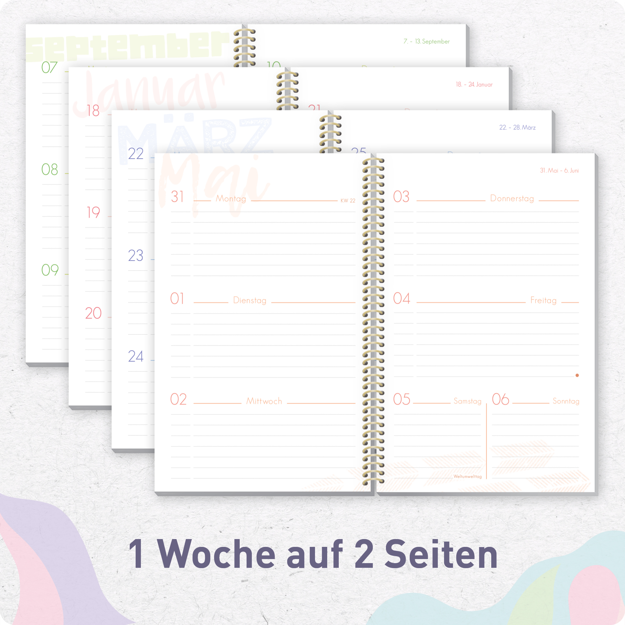 Artikelbild 4 des Artikels “Schulstuff Schüler:innen-Timer mit Spiralbindung A5 2026/2027 [Pastel Love] “