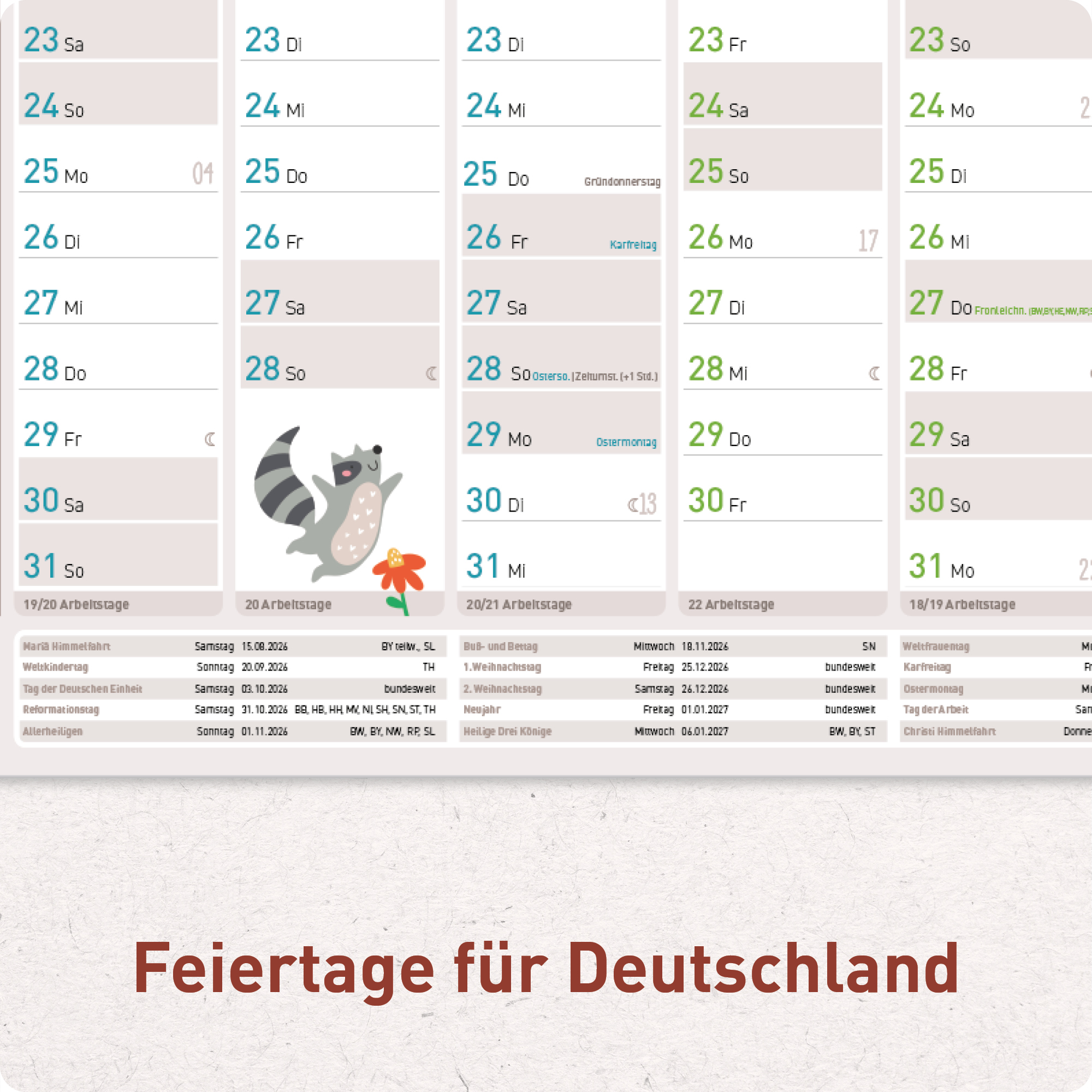 Artikelbild 4 des Artikels “Wandkalender Kita-Planer A1 + 2026/2027 “