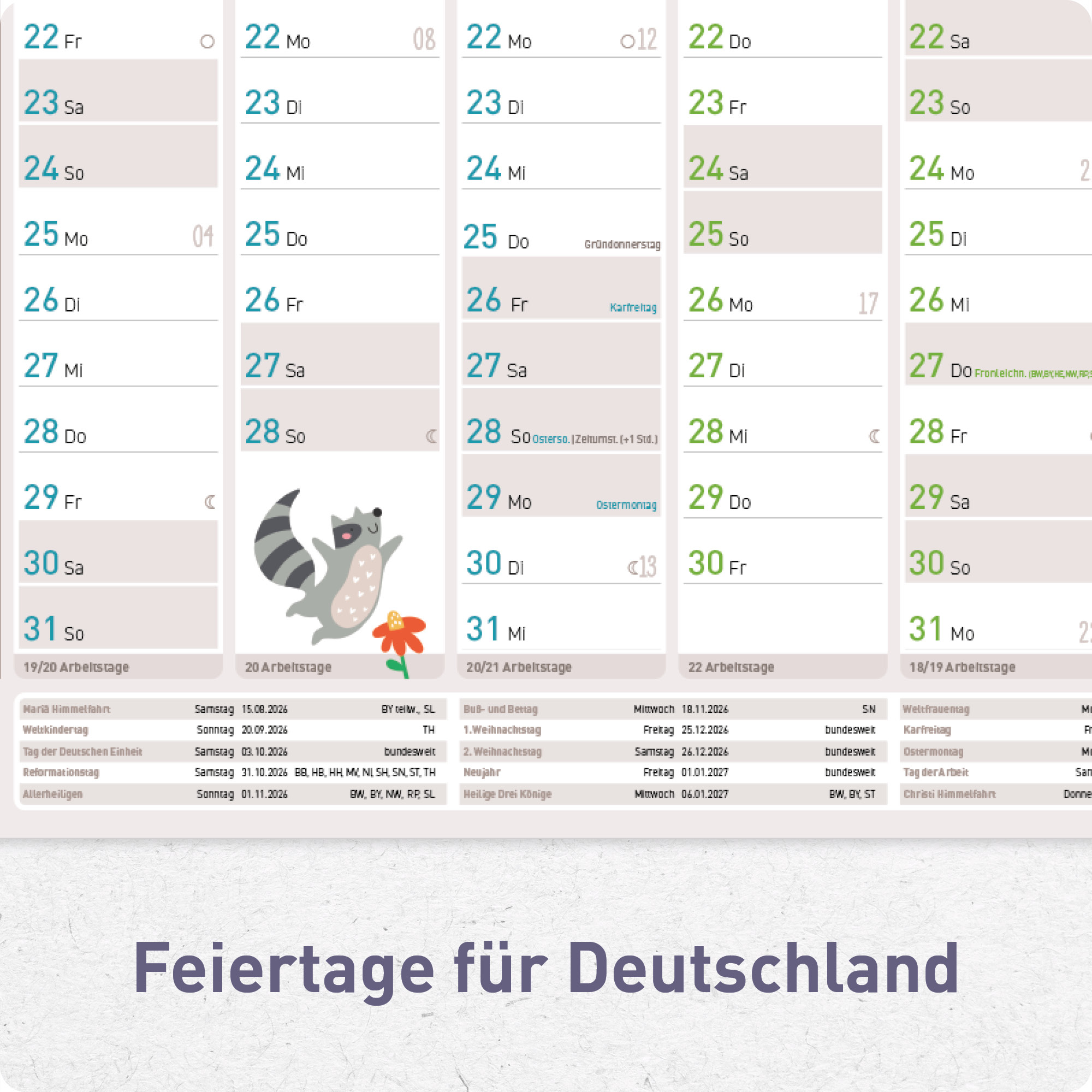Artikelbild 4 des Artikels “Wandkalender Kita-Planer A1 + 2026/2027 “