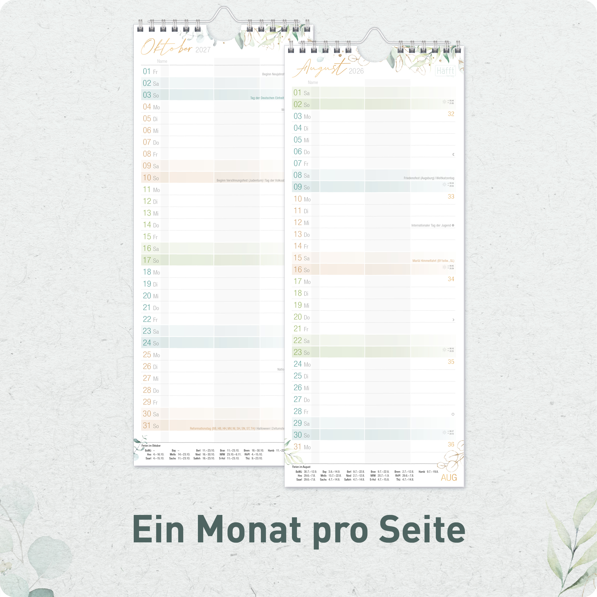 Artikelbild 4 des Artikels “Planer für Zwei kompakt 2026/2027 Wandkalender [Blattgold] “