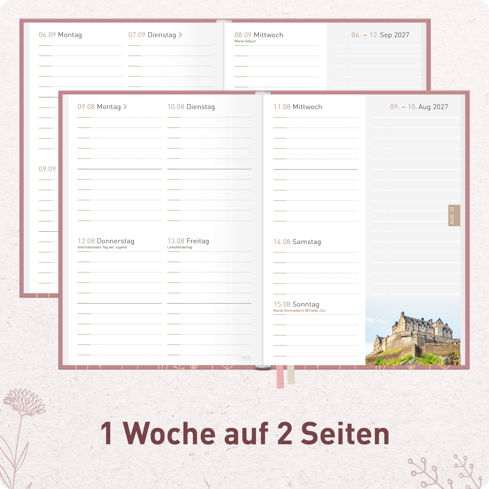 Artikelbild 4 des Artikels “Chäff-Timer Mini A6+ 2026/2027 [Fine Flowers rosé] “