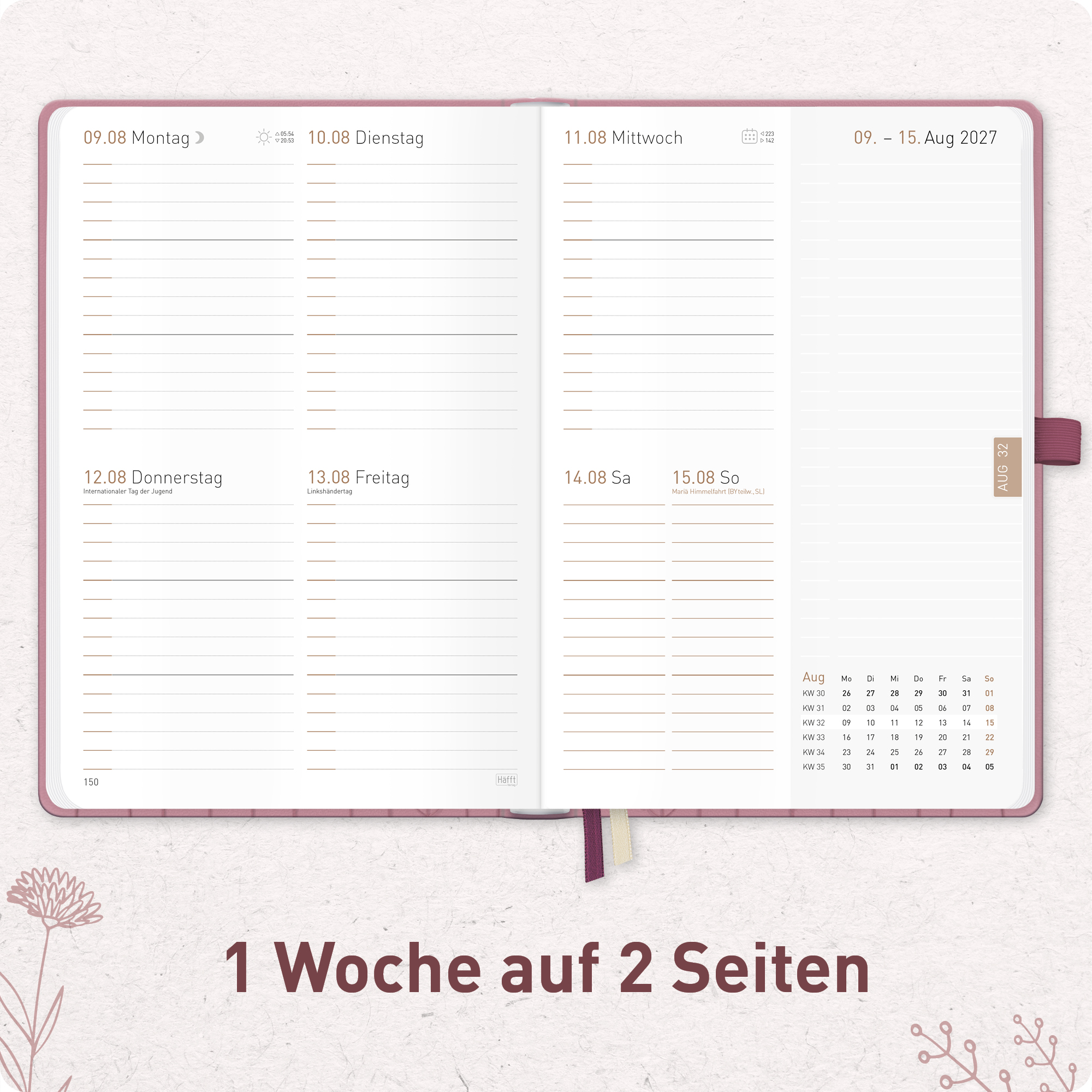 Artikelbild 4 des Artikels “Chäff-Timer Premium A5 2026/2027 [Fine Flowers Rosé] “