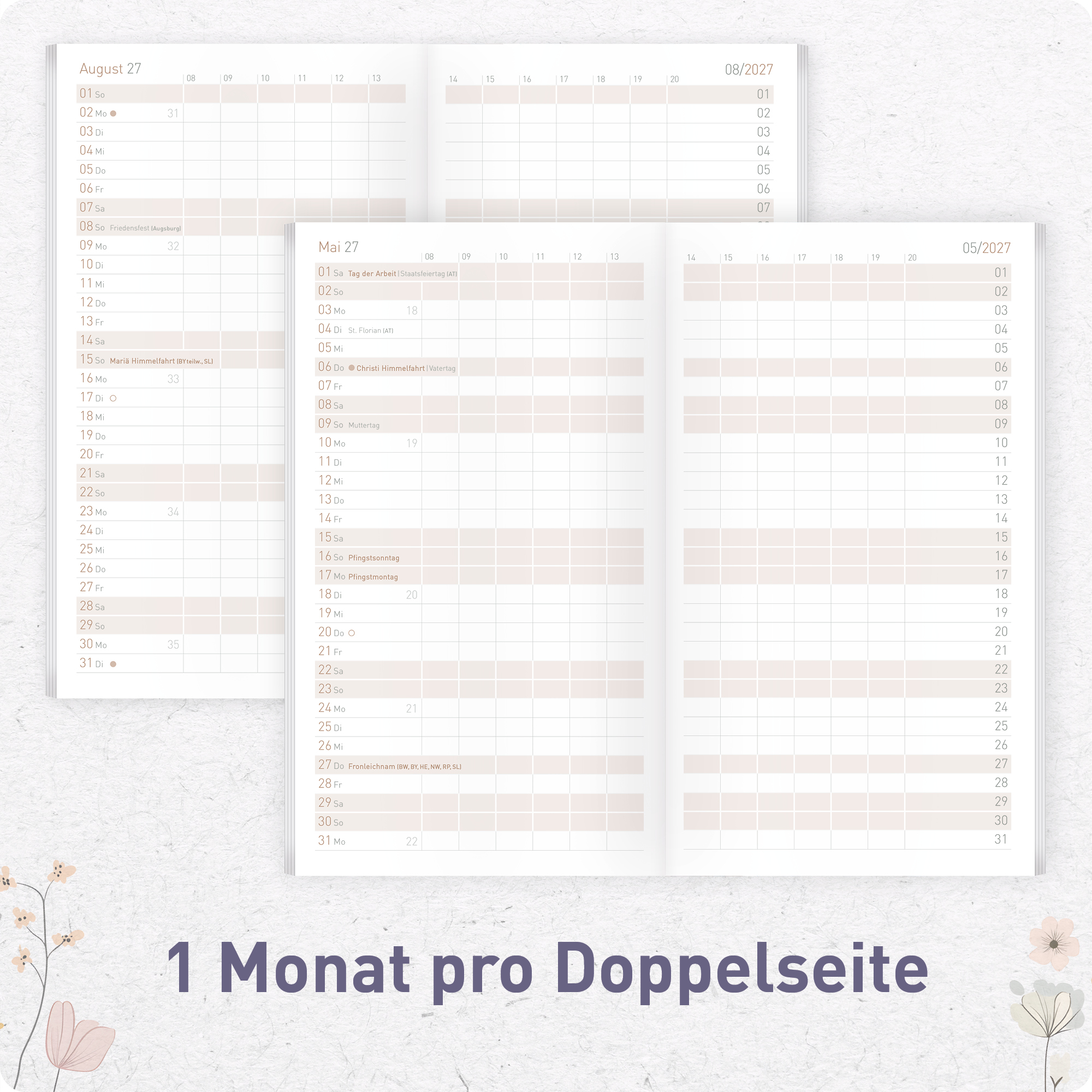 Artikelbild 4 des Artikels “Monatskalender 2026/2027 A6+ Slim Taschenkalender [Flower Joy] “