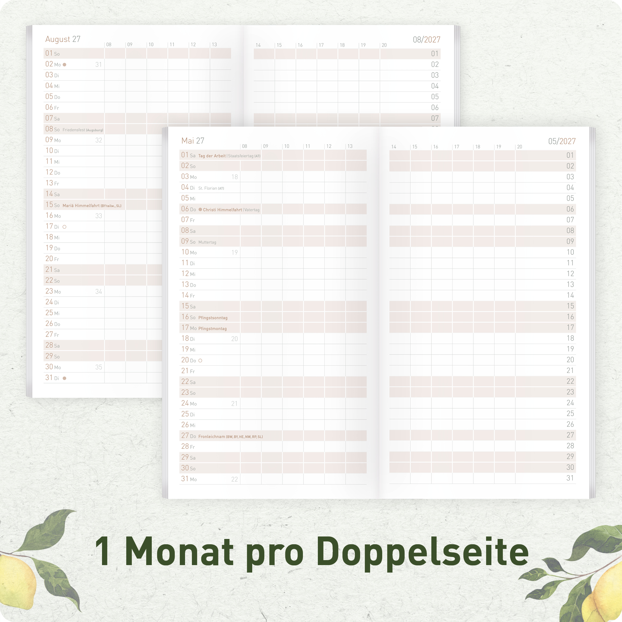 Artikelbild 4 des Artikels “Monatskalender 2026/2027 A6+ Slim Taschenkalender [Lemon Times] “