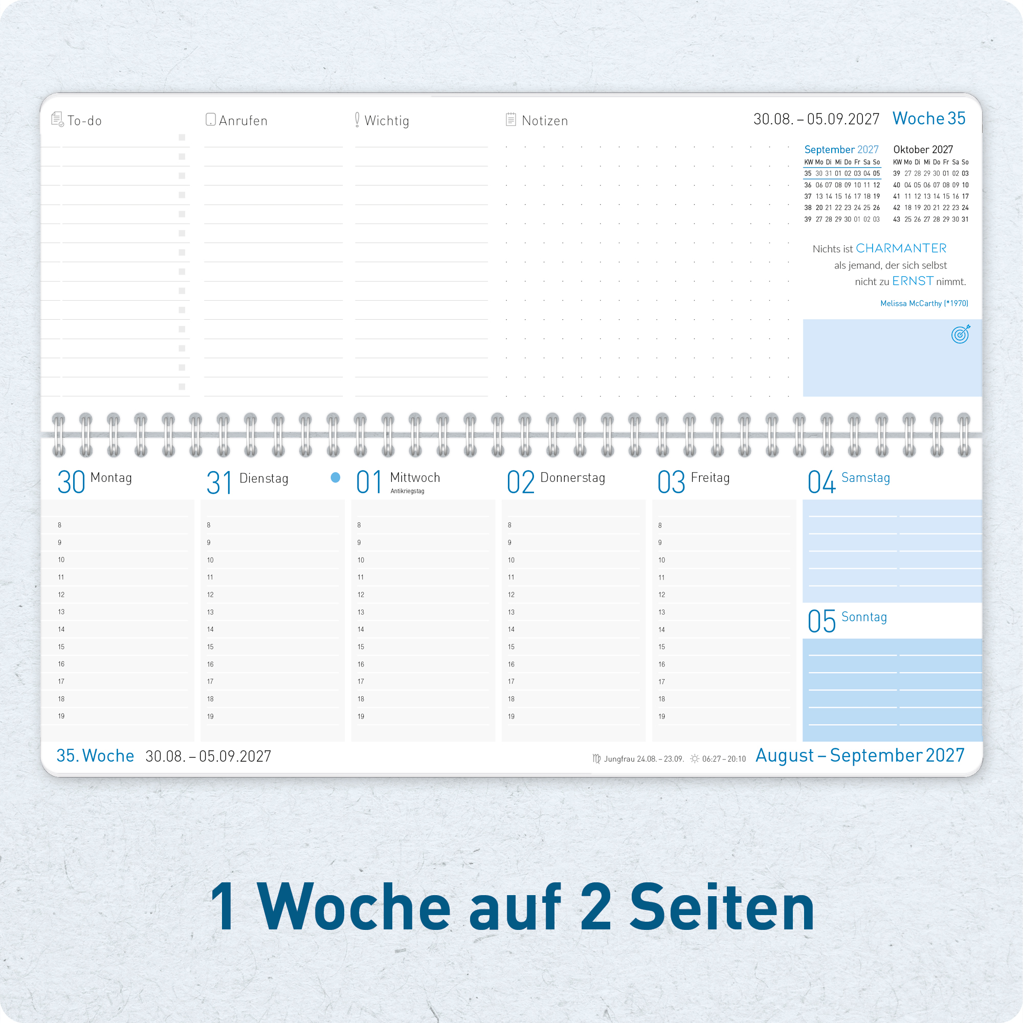 Artikelbild 4 des Artikels “Wochen-Tischkalender 2026/2027 [Königsblau] “