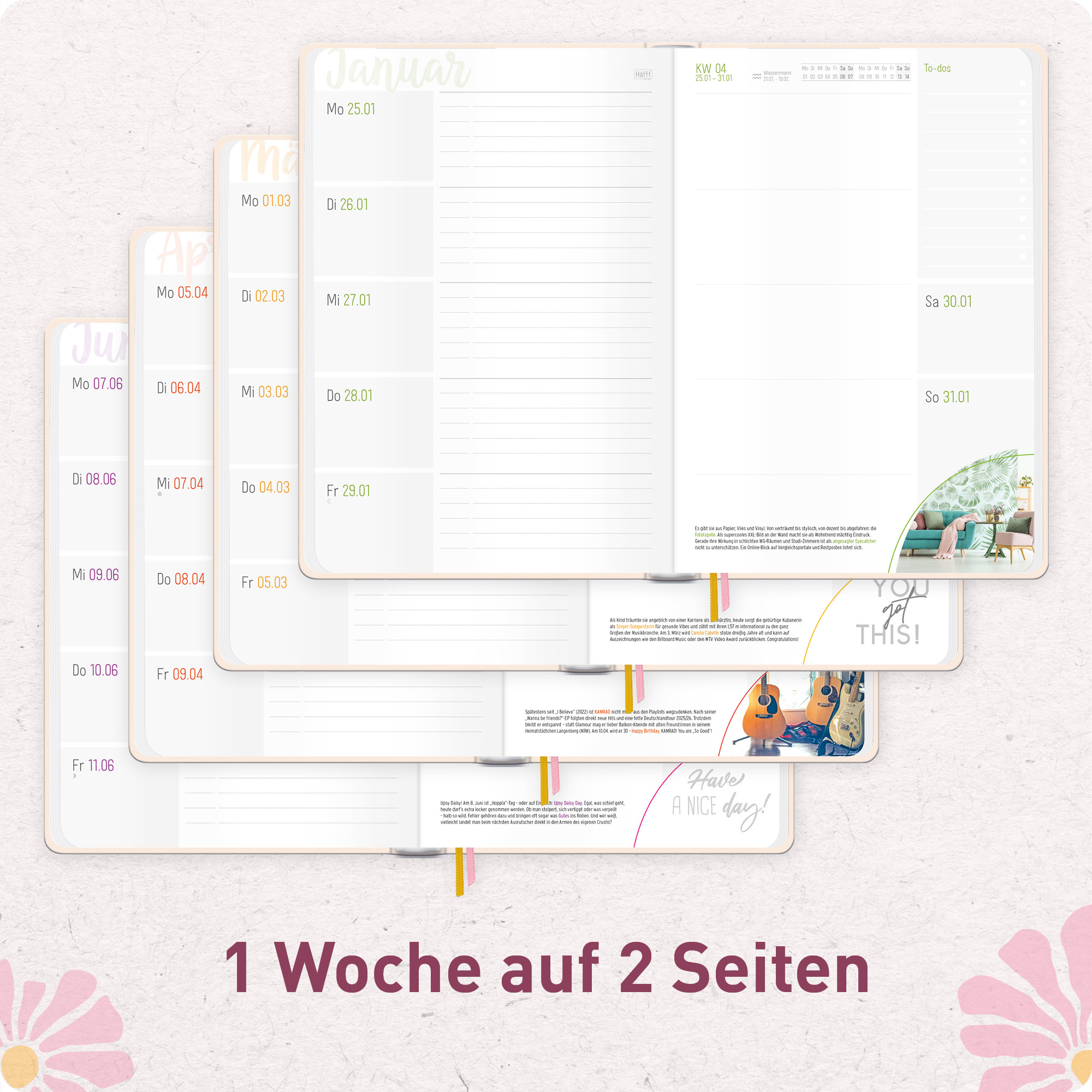 Artikelbild 4 des Artikels “Häfft-Timer A5 2027 [Pink Flowers] “