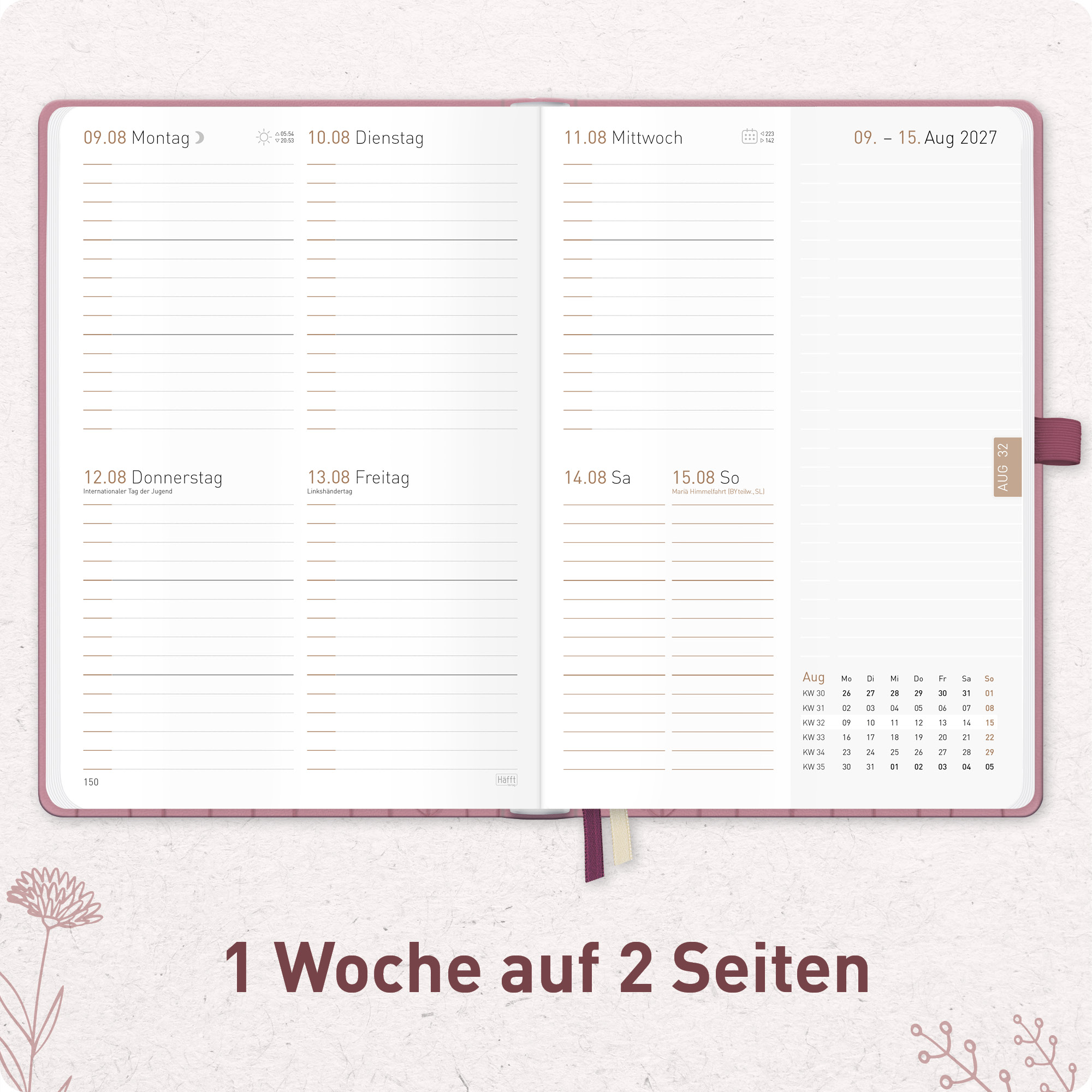 Artikelbild 4 des Artikels “Chäff-Timer Premium A5 2027 [Fine Flowers rosé] “