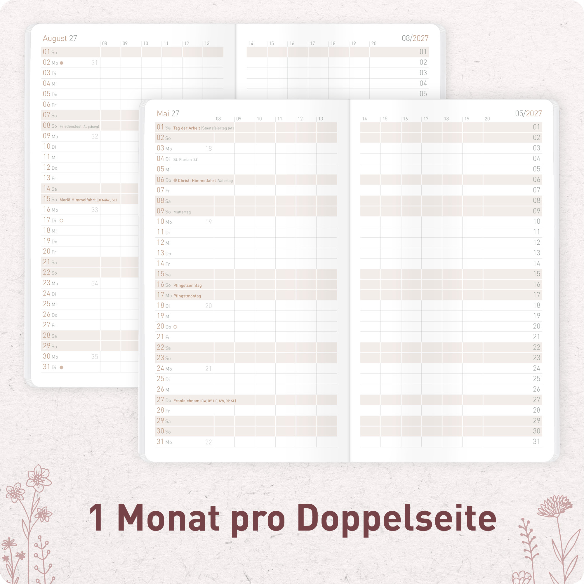 Artikelbild 4 des Artikels “Monatskalender Pocket Slim A6+ 2027 [Fine Flowers rosé] “