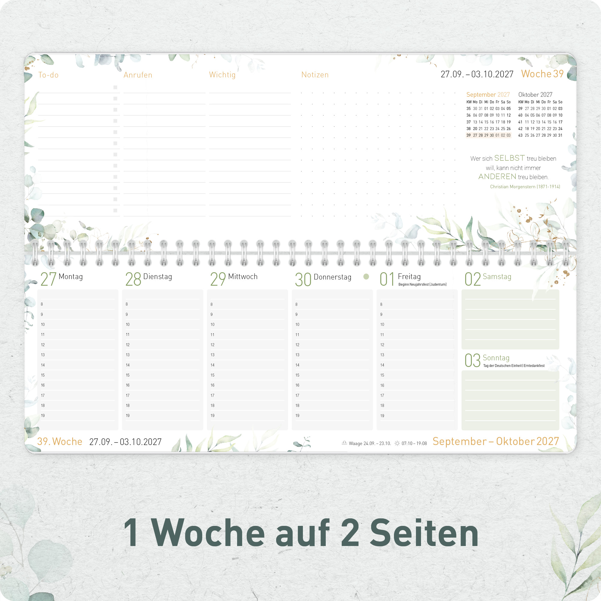 Artikelbild 4 des Artikels “Wochen-Tischkalender 2027 quer [Blattgold] “