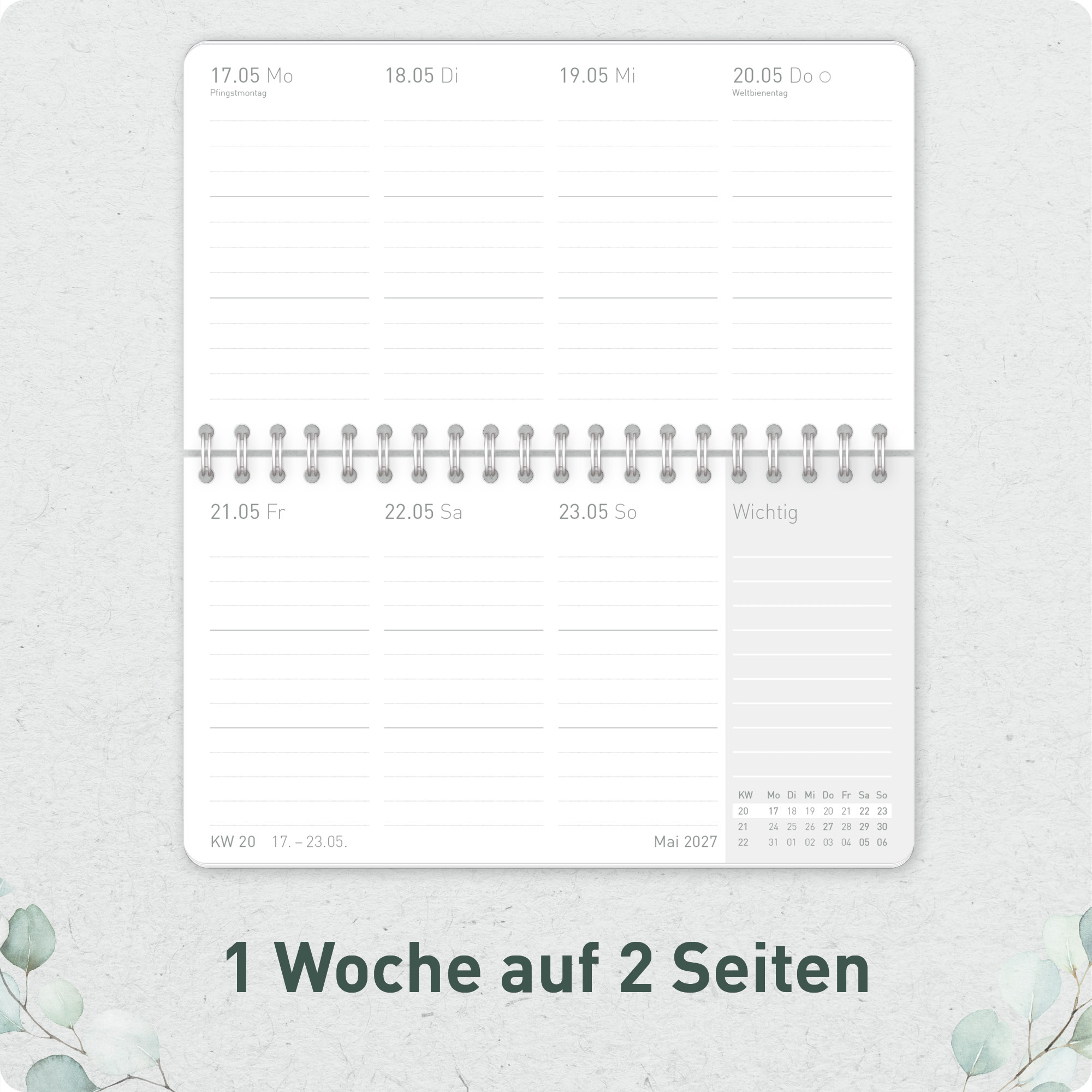 Artikelbild 4 des Artikels “Wochen-Tischkalender Pocket 2027 [Minty Leaves] “