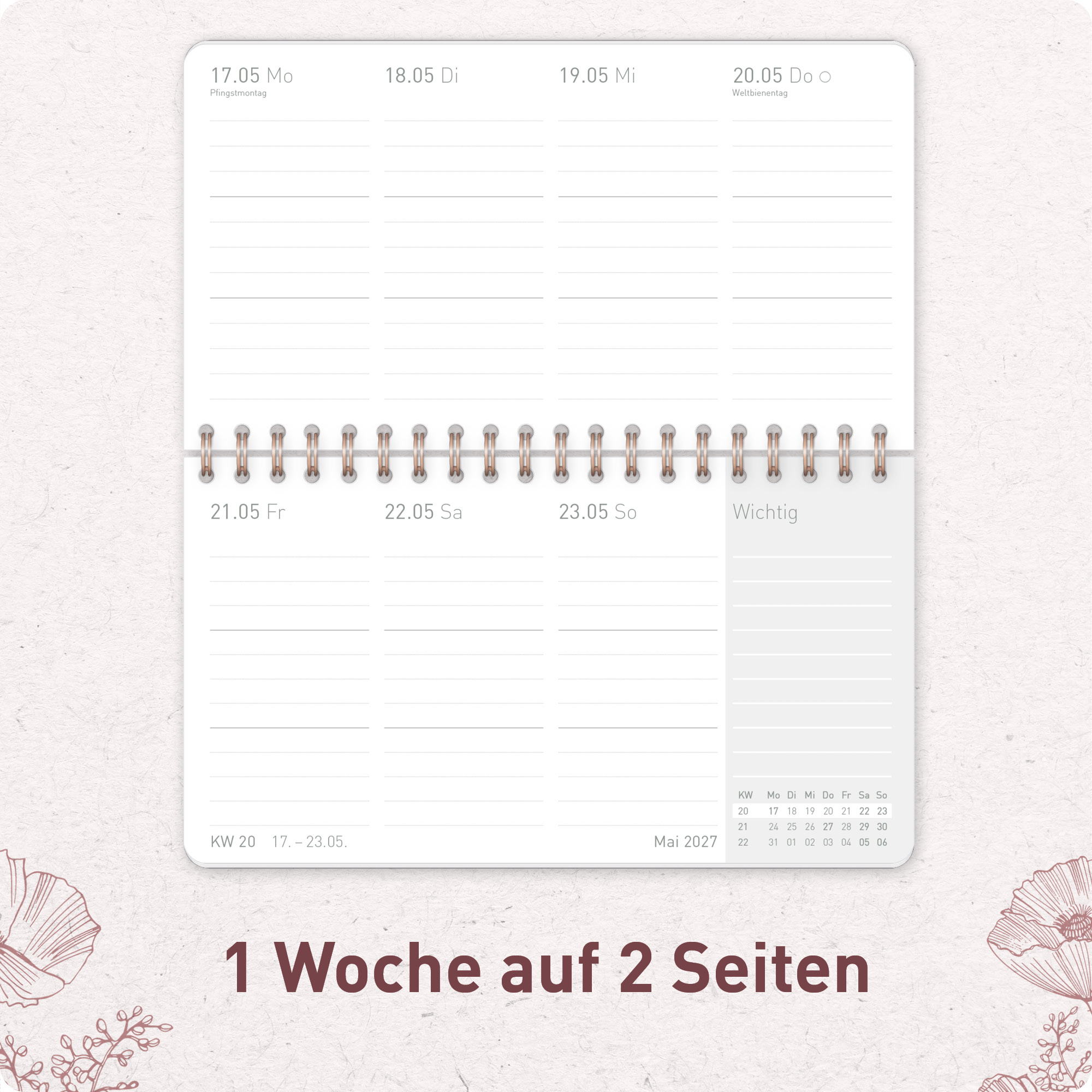 Artikelbild 4 des Artikels “Wochen-Tischkalender Pocket 2027 [Poppy rosé] “