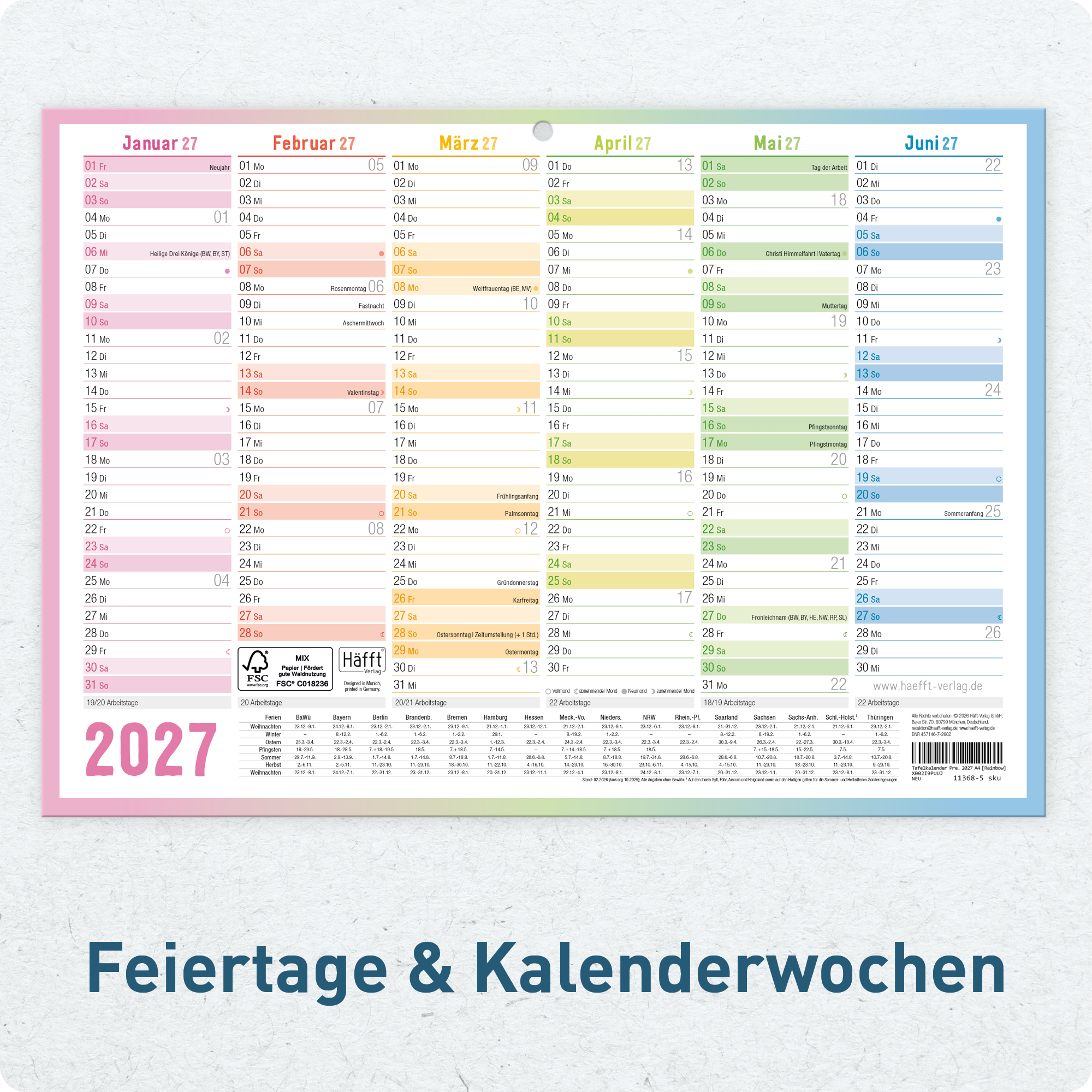 Artikelbild 4 des Artikels “Tafelkalender Premium A4 quer [Rainbow] “
