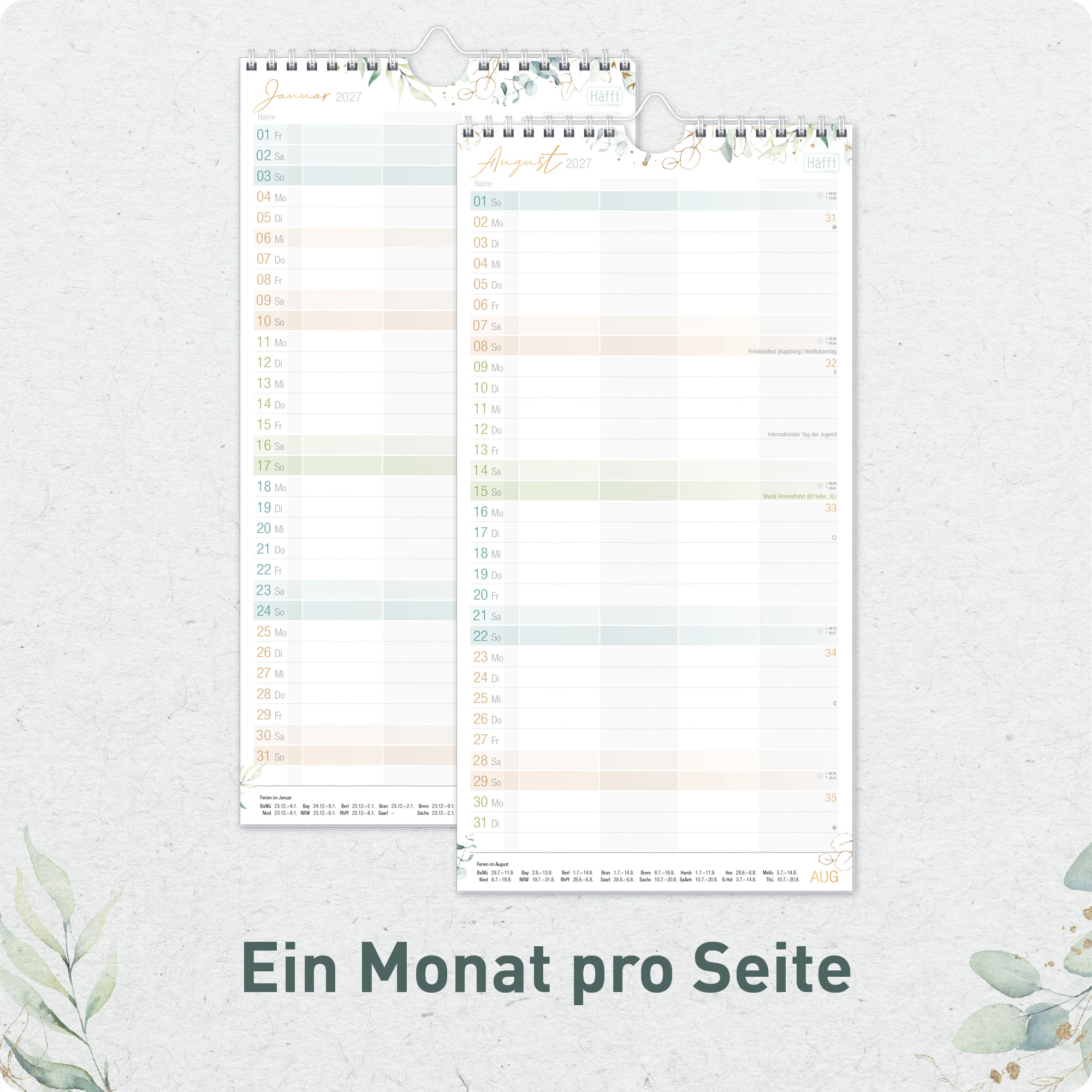 Artikelbild 4 des Artikels “Familienplaner kompakt 2027 Wandkalender mit 4 Spalten [Blattgold] “