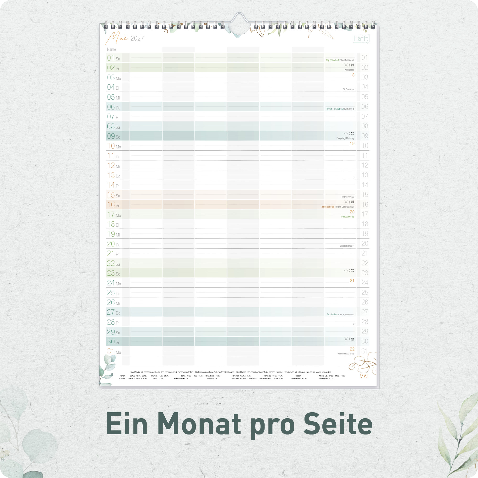 Artikelbild 4 des Artikels “Familienplaner XXL 2027 Wandkalender mit 7 Spalten [Blattgold] “