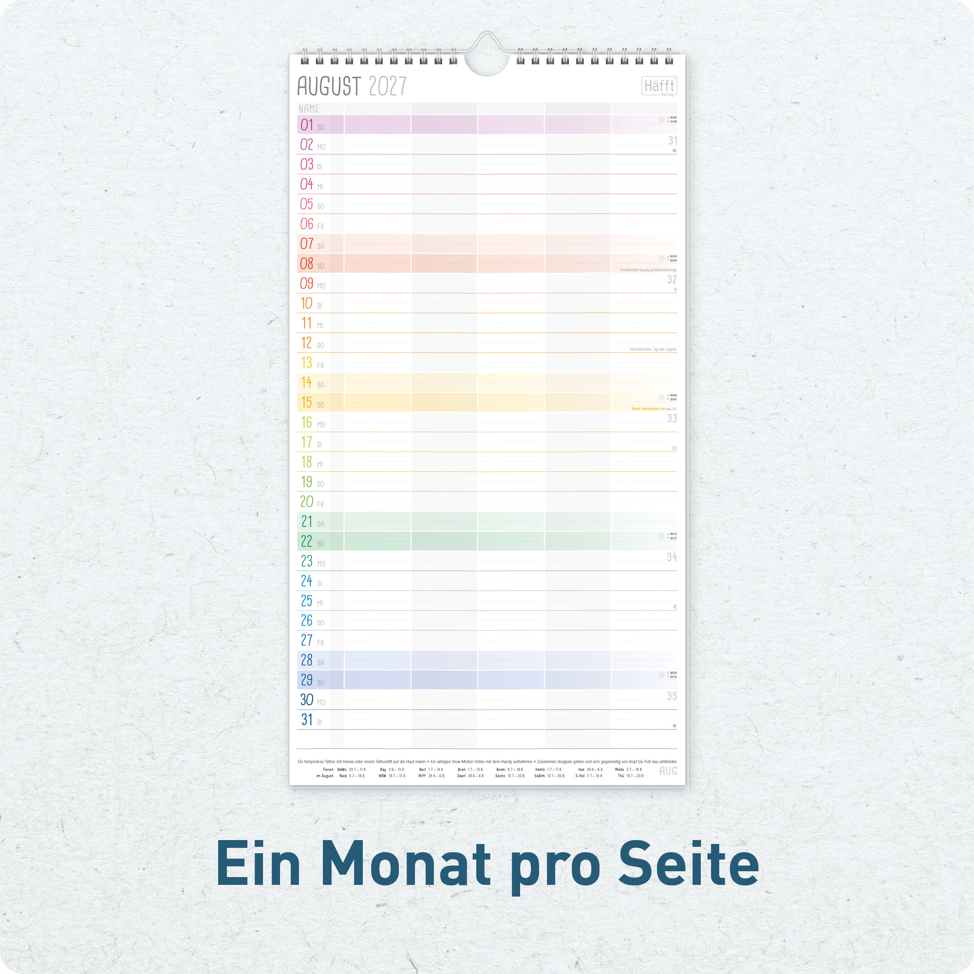 Artikelbild 4 des Artikels “Familienplaner 2027 Wandkalender mit 5 Spalten [Rainbow] “