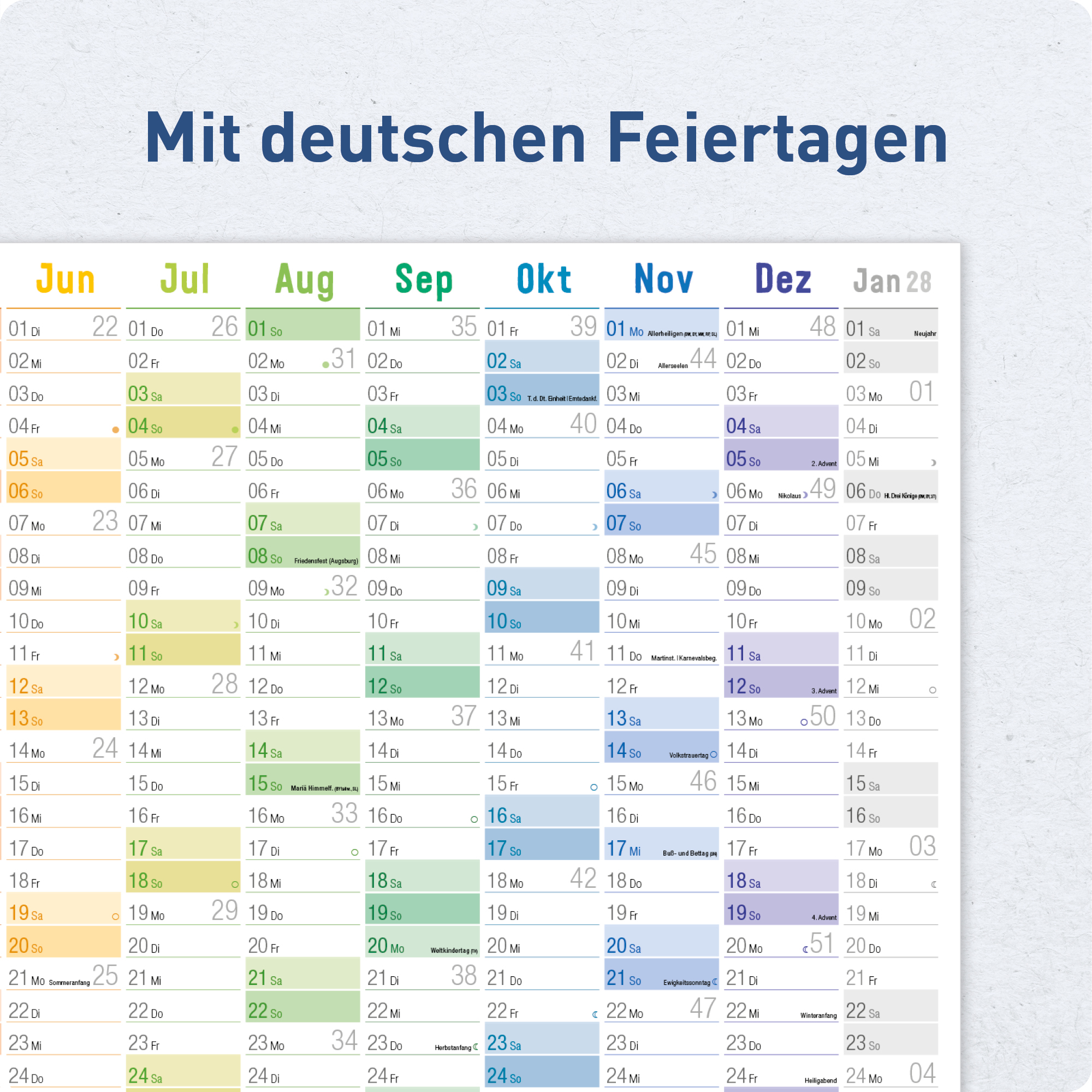 Artikelbild 4 des Artikels “Wandkalender 2027 A1+ gerollt abwischbar [Rainbow] “