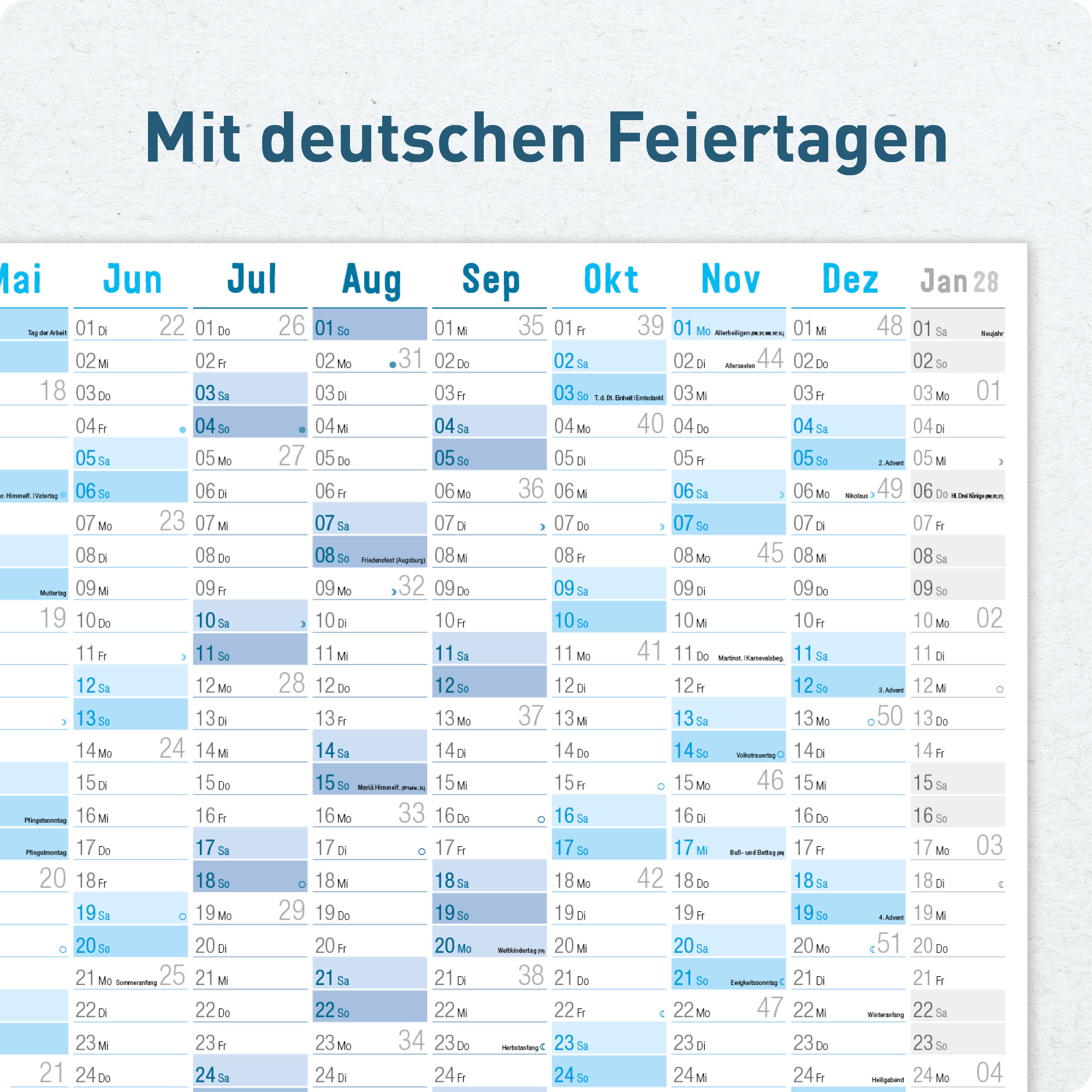 Artikelbild 4 des Artikels “Wandkalender 2027 A1 + quer [Blau] “