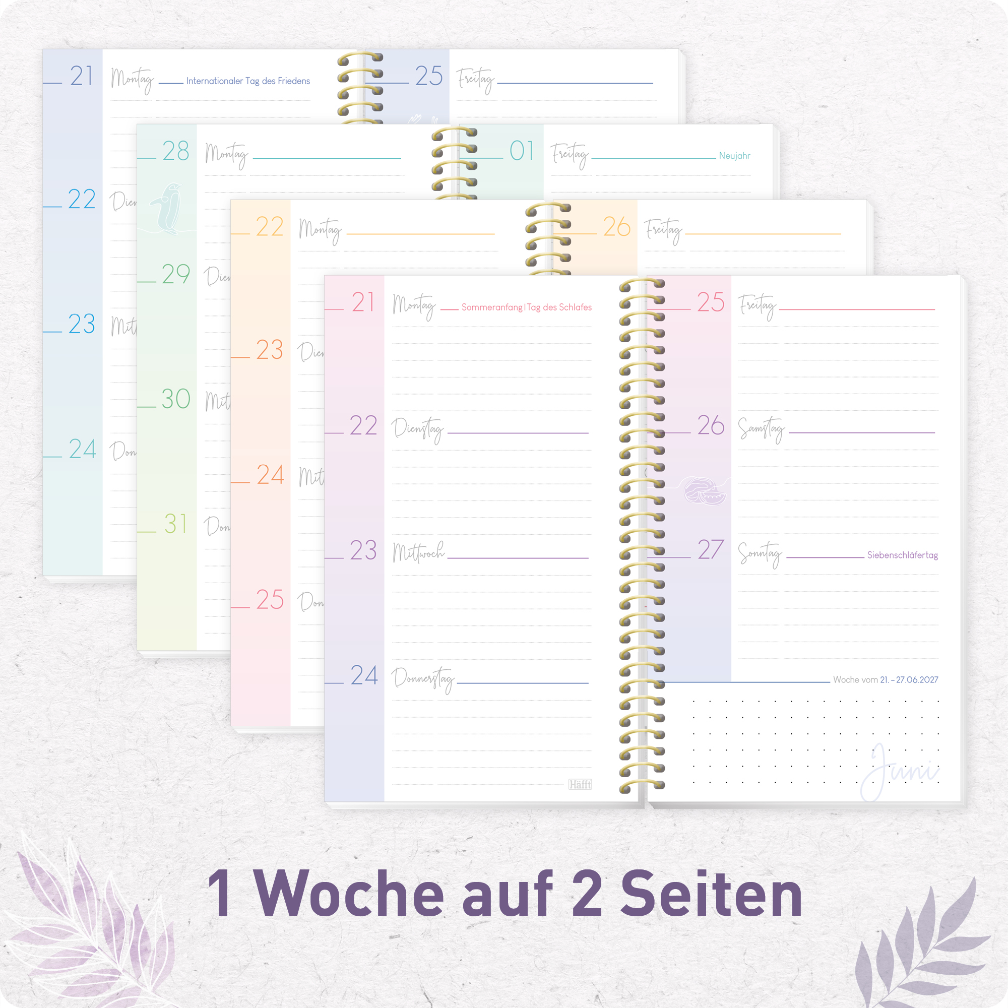 Artikelbild 4 des Artikels “College-Timer A6 Slim 2026/2027 [Purple Leaves] “