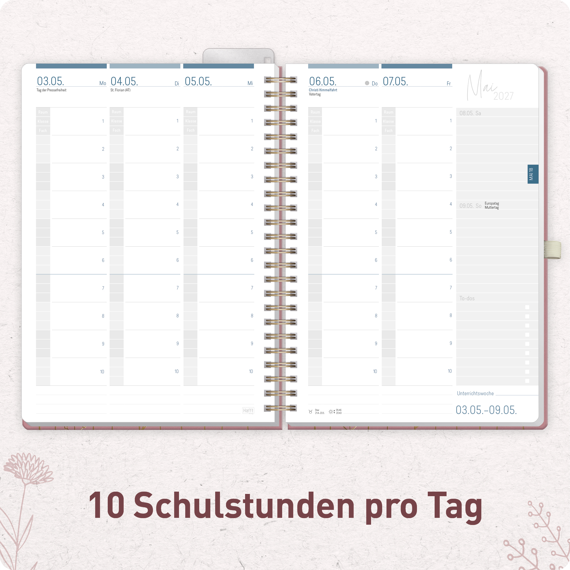 Artikelbild 4 des Artikels “Lehrer-Planer Maxi Deluxe A4+ 26/27 [Fine Flowers rosé] “