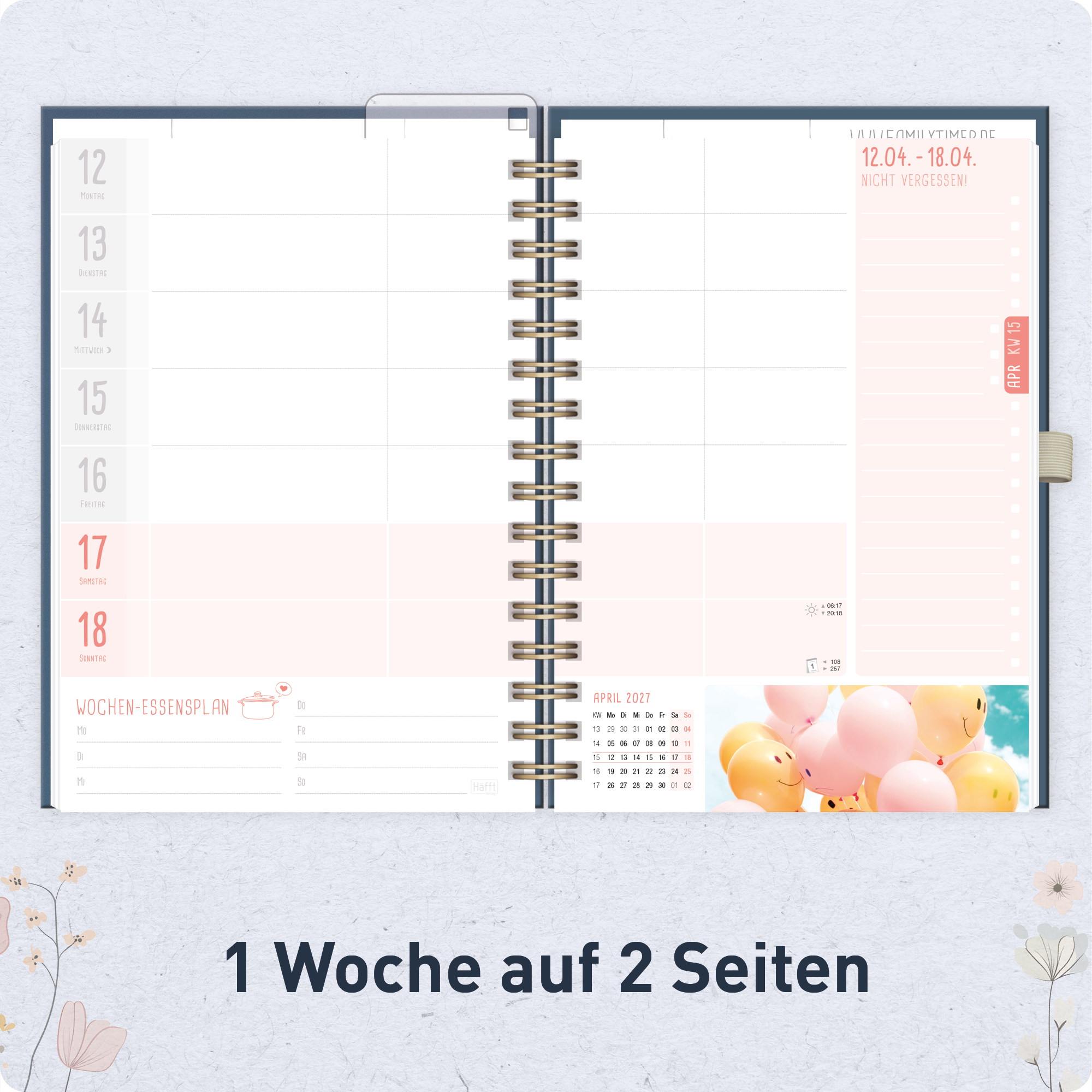 Artikelbild 4 des Artikels “Family-Timer Deluxe A5 2026 2027 [Flower Joy blue] “