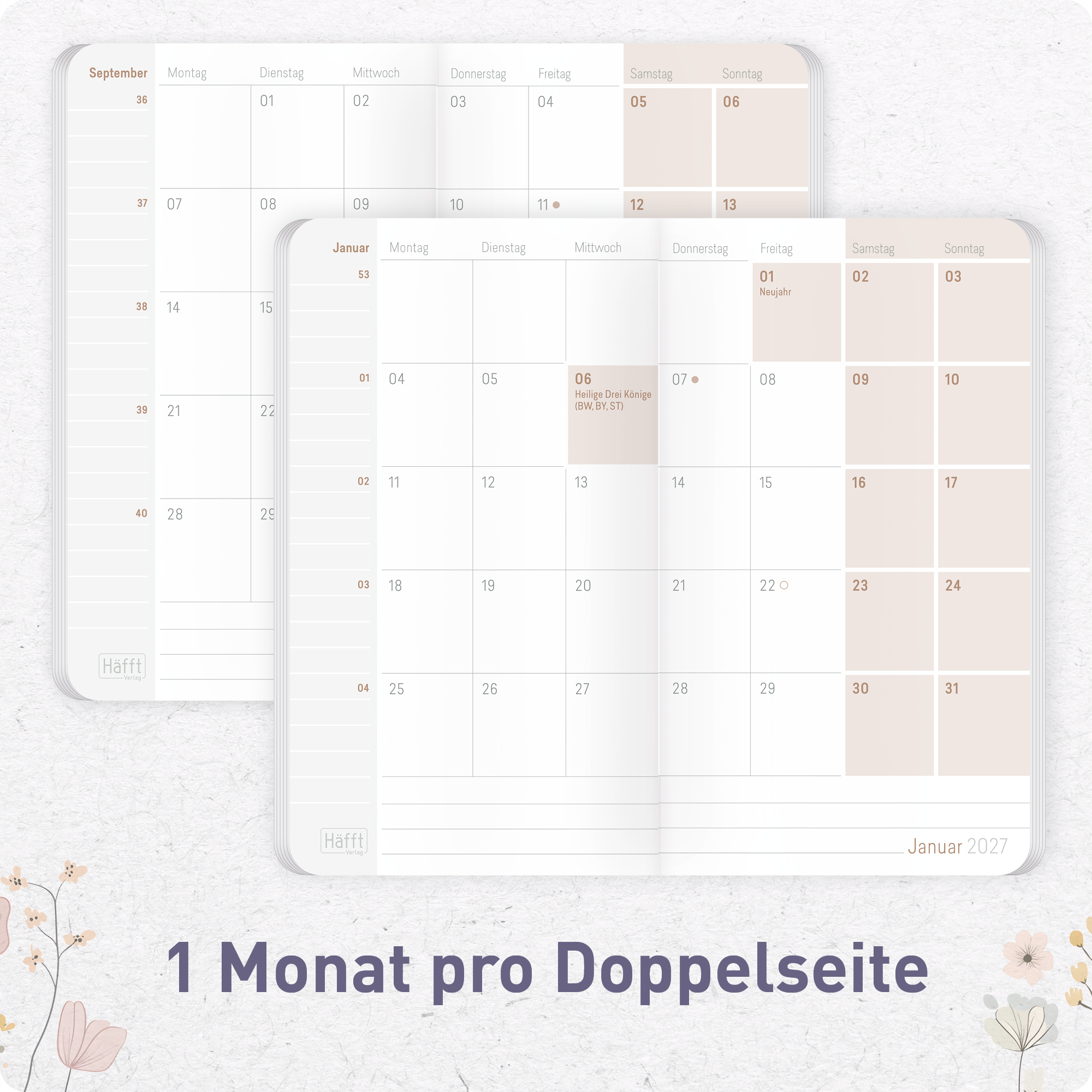 Artikelbild 4 des Artikels “Monatskalender 2026/2027 Square A6+ Taschenkalender [Flower Joy] “