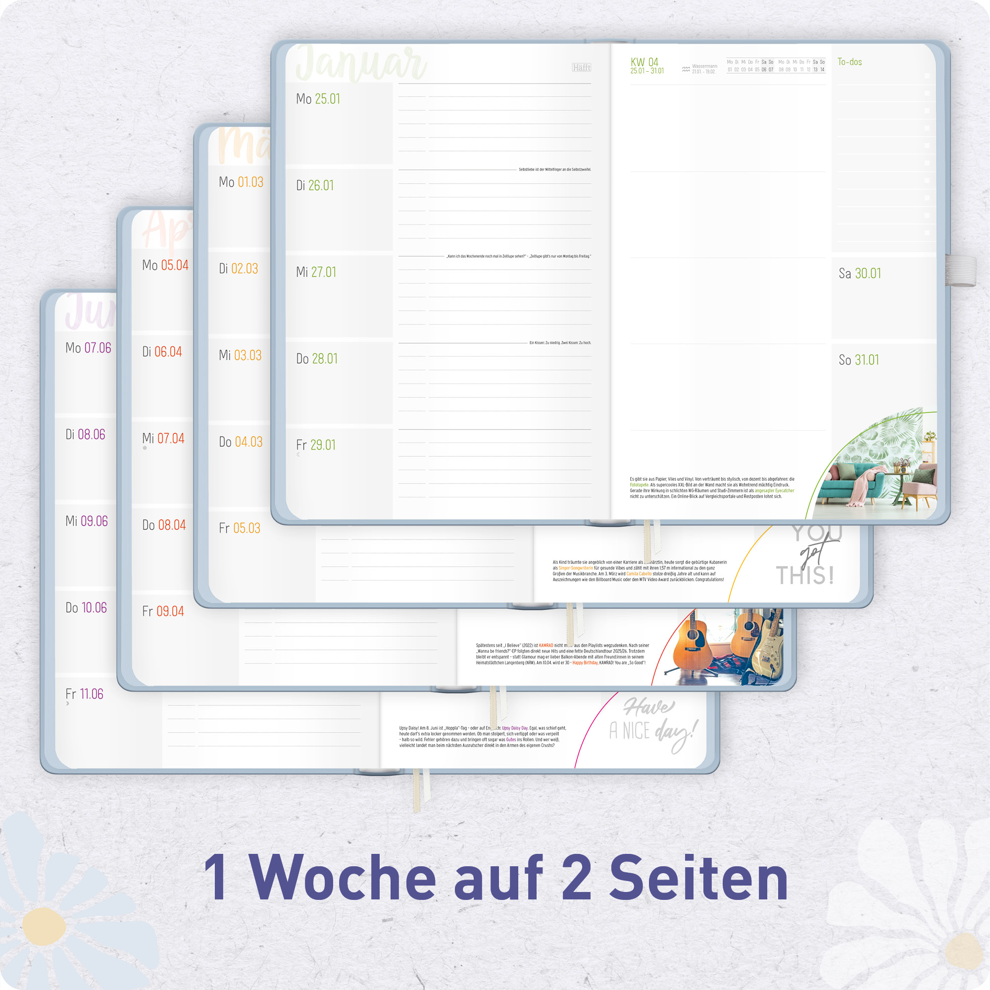 Artikelbild 4 des Artikels “Häfft-Timer Deluxe A5 2026/2027 [Flower Power Blue] “