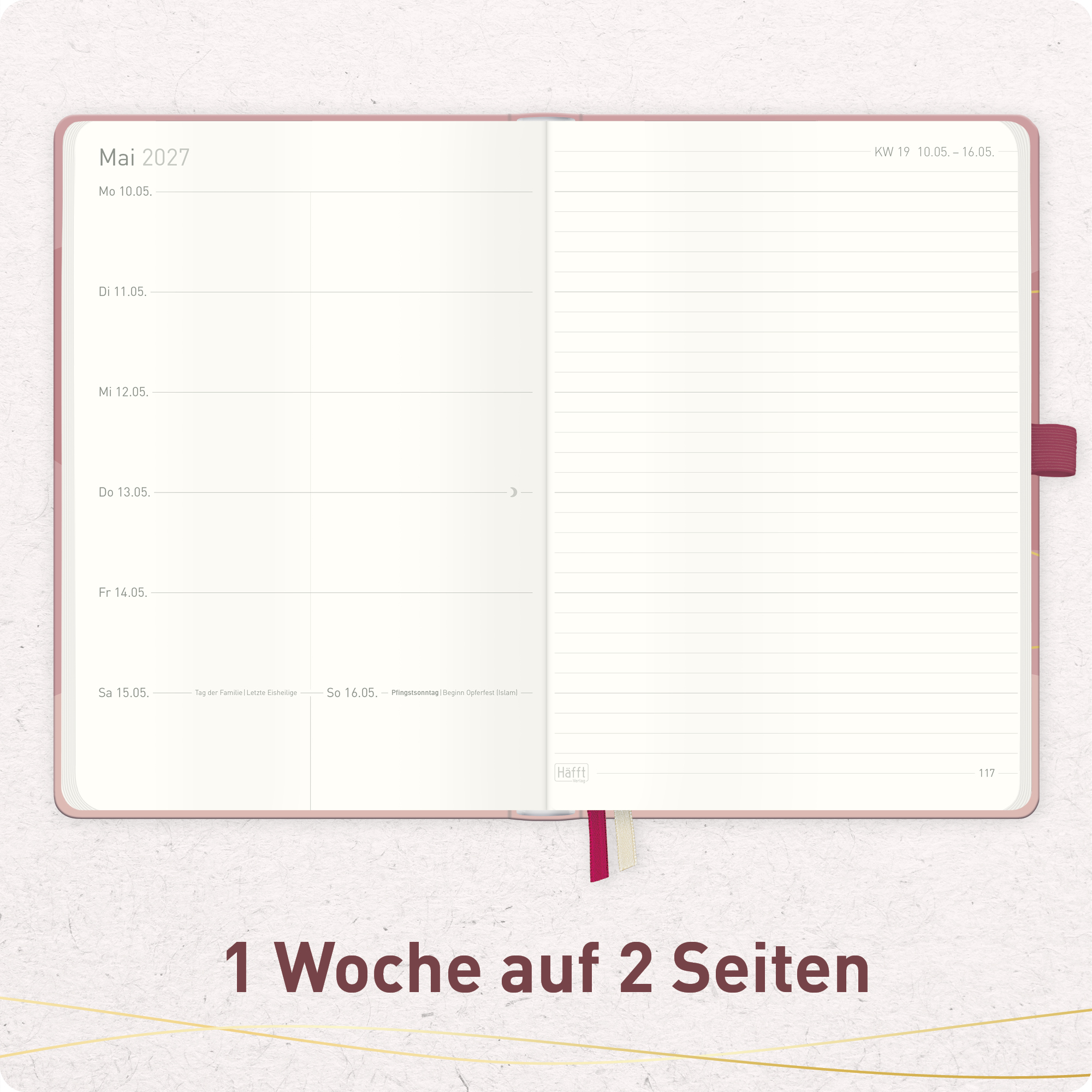 Artikelbild 4 des Artikels “Häfft® Wochen-Notiz-Kalender 2026 2027 A5 Terminplaner 17 Monate: Aug. 26 - Dez. 27, Buchkalender, Wochenplaner, Terminkalender, Wochenkalender 