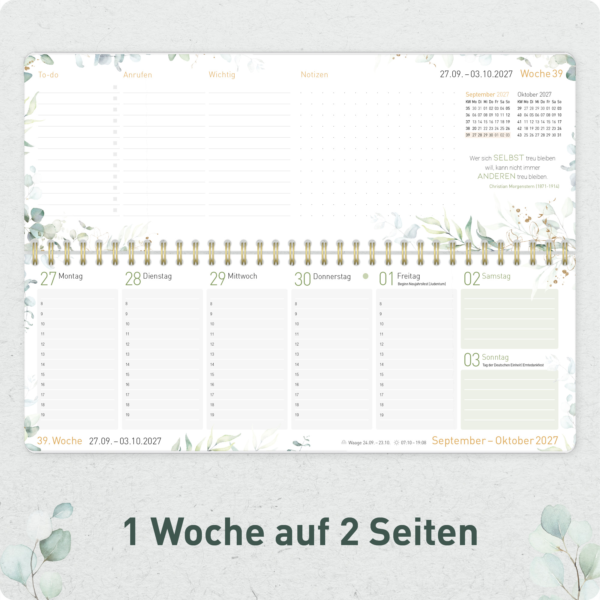Artikelbild 4 des Artikels “Wochen-Tischkalender 2027 mit Aufsteller [Minty Leaves] “