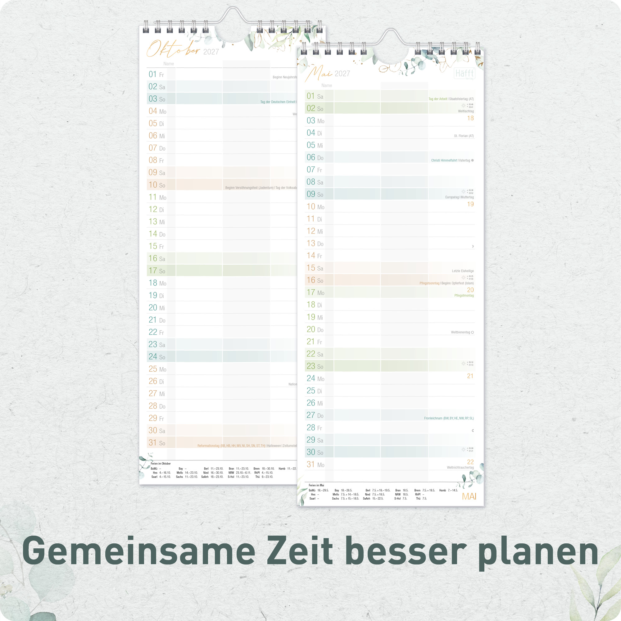 Artikelbild 4 des Artikels “Planer für Zwei 2027 Wandkalender mit 3 Spalten [Blattgold] “